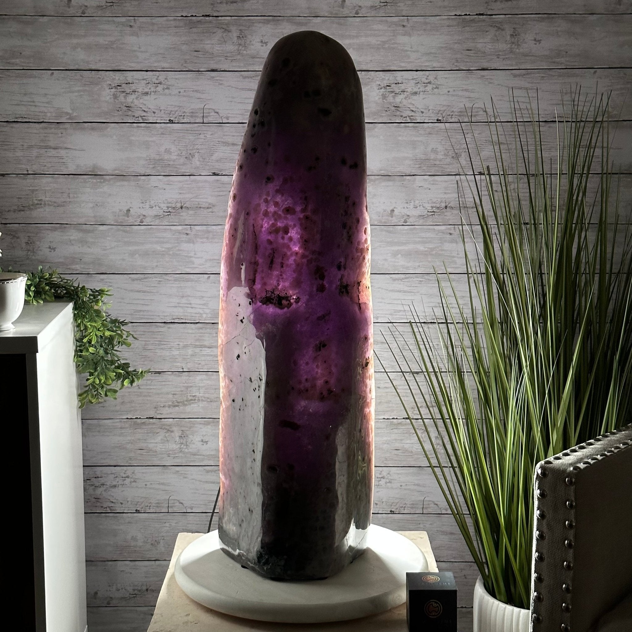 Extra Plus Quality Polished Brazilian Amethyst Cathedral, 81.7 lbs & 24" tall Model #5602-0055 by Brazil Gems - Brazil GemsBrazil GemsExtra Plus Quality Polished Brazilian Amethyst Cathedral, 81.7 lbs & 24" tall Model #5602-0055 by Brazil GemsPolished Cathedrals5602-0055
