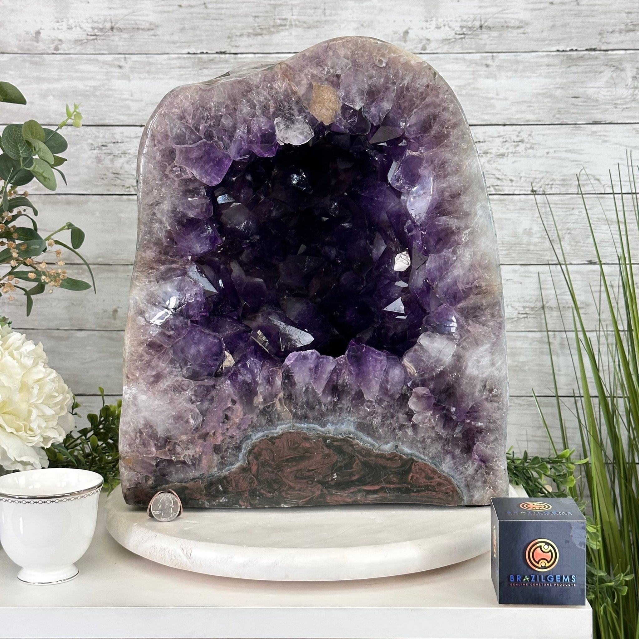 Extra Plus Quality Polished Brazilian Amethyst Cathedral, 85.4 lbs & 16.75" tall Model #5602-0044 by Brazil Gems - Brazil GemsBrazil GemsExtra Plus Quality Polished Brazilian Amethyst Cathedral, 85.4 lbs & 16.75" tall Model #5602-0044 by Brazil GemsPolished Cathedrals5602-0044