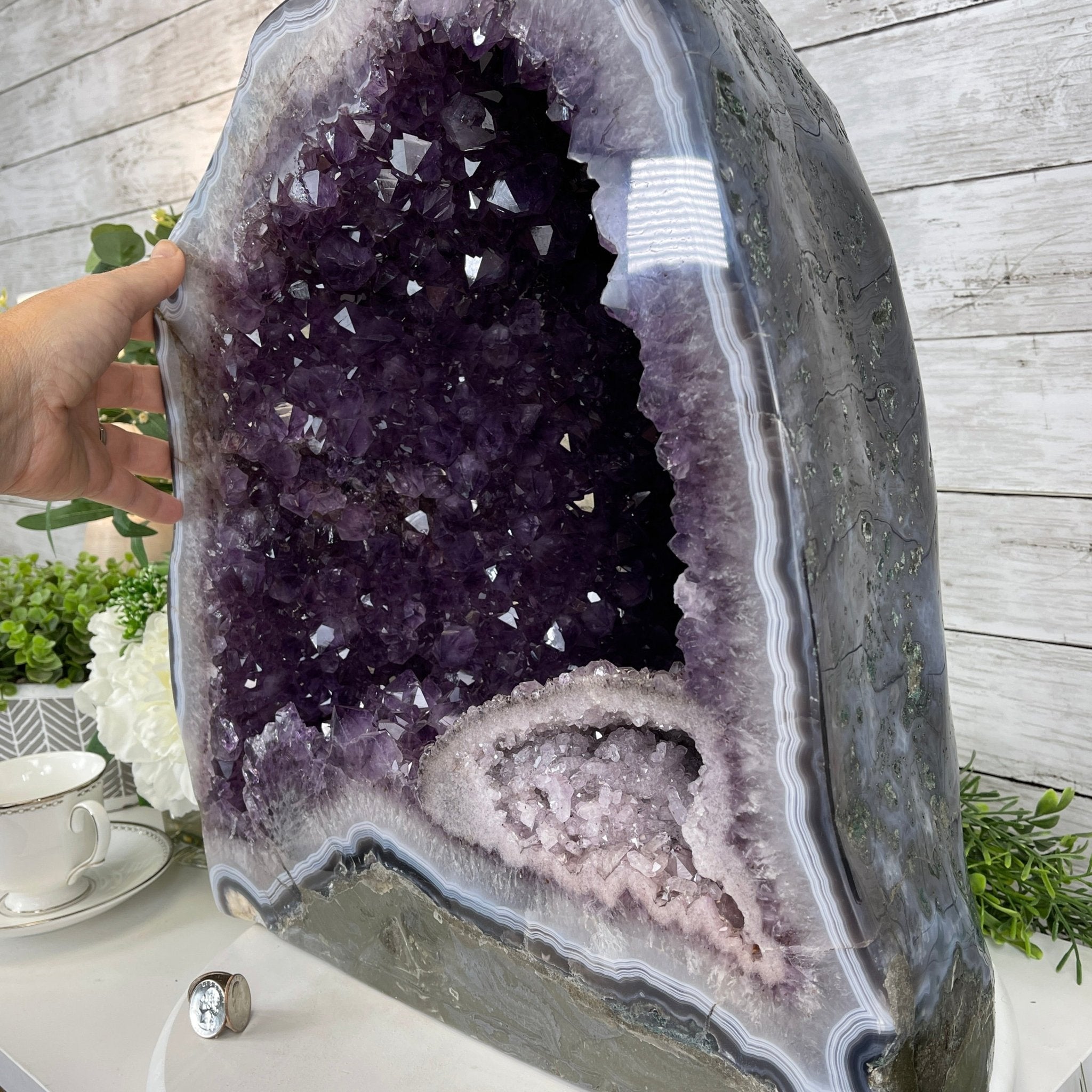 Extra Plus Quality Polished Brazilian Amethyst Cathedral, 89.2 lbs & 18” tall Model #5602-0136 by Brazil Gems - Brazil GemsBrazil GemsExtra Plus Quality Polished Brazilian Amethyst Cathedral, 89.2 lbs & 18” tall Model #5602-0136 by Brazil GemsPolished Cathedrals5602-0136