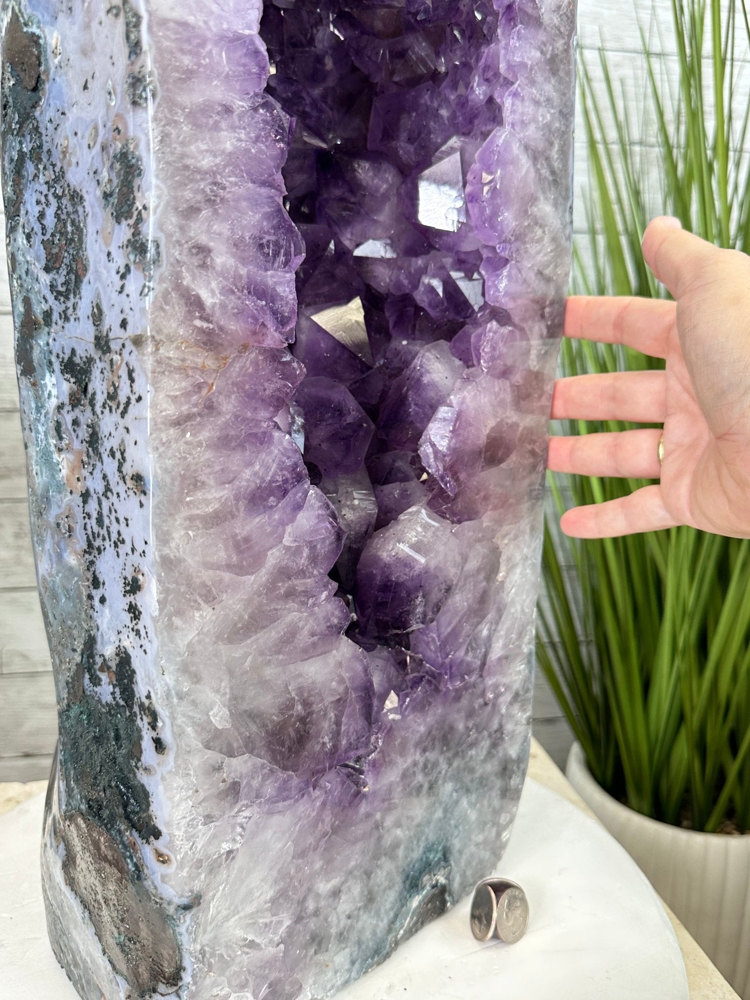 Extra Plus Quality Polished Brazilian Amethyst Cathedral, 90.7 lbs & 32.75" tall Model #5602-0137 by Brazil Gems - Brazil GemsBrazil GemsExtra Plus Quality Polished Brazilian Amethyst Cathedral, 90.7 lbs & 32.75" tall Model #5602-0137 by Brazil GemsPolished Cathedrals5602-0137