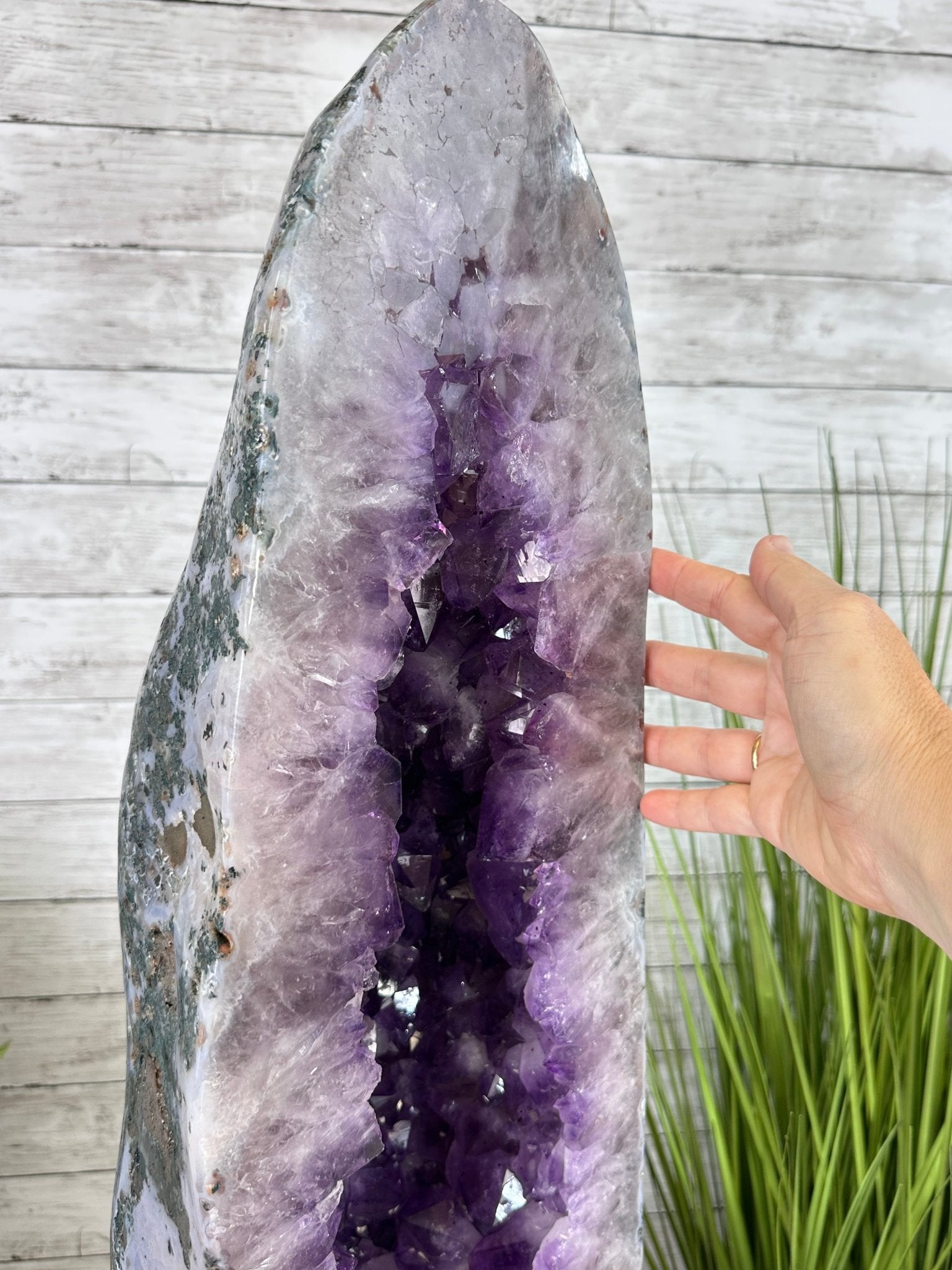 Extra Plus Quality Polished Brazilian Amethyst Cathedral, 90.7 lbs & 32.75" tall Model #5602-0137 by Brazil Gems - Brazil GemsBrazil GemsExtra Plus Quality Polished Brazilian Amethyst Cathedral, 90.7 lbs & 32.75" tall Model #5602-0137 by Brazil GemsPolished Cathedrals5602-0137