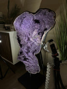 Extra Plus Uruguayan Amethyst Cluster on a Metal Base, 167.6 lbs & 41.1" Tall, #5491 - 0249 - Brazil GemsBrazil GemsExtra Plus Uruguayan Amethyst Cluster on a Metal Base, 167.6 lbs & 41.1" Tall, #5491 - 0249Clusters on Fixed Bases5491 - 0249