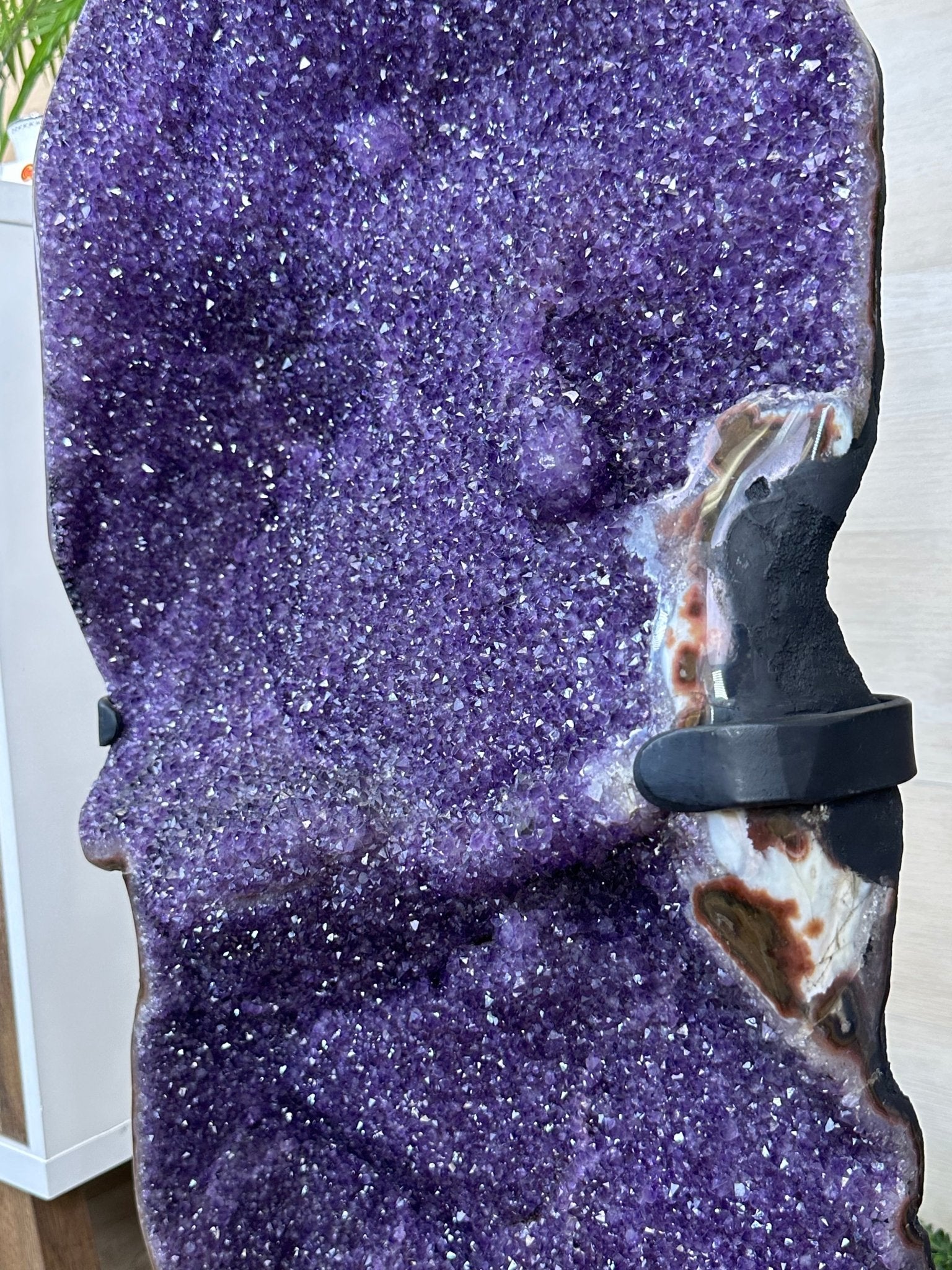 Extra Plus Uruguayan Amethyst Cluster on a Metal Base, 72.5 lbs & 32.6" Tall, #5491 - 0248 - Brazil GemsBrazil GemsExtra Plus Uruguayan Amethyst Cluster on a Metal Base, 72.5 lbs & 32.6" Tall, #5491 - 0248Clusters on Fixed Bases5491 - 0248