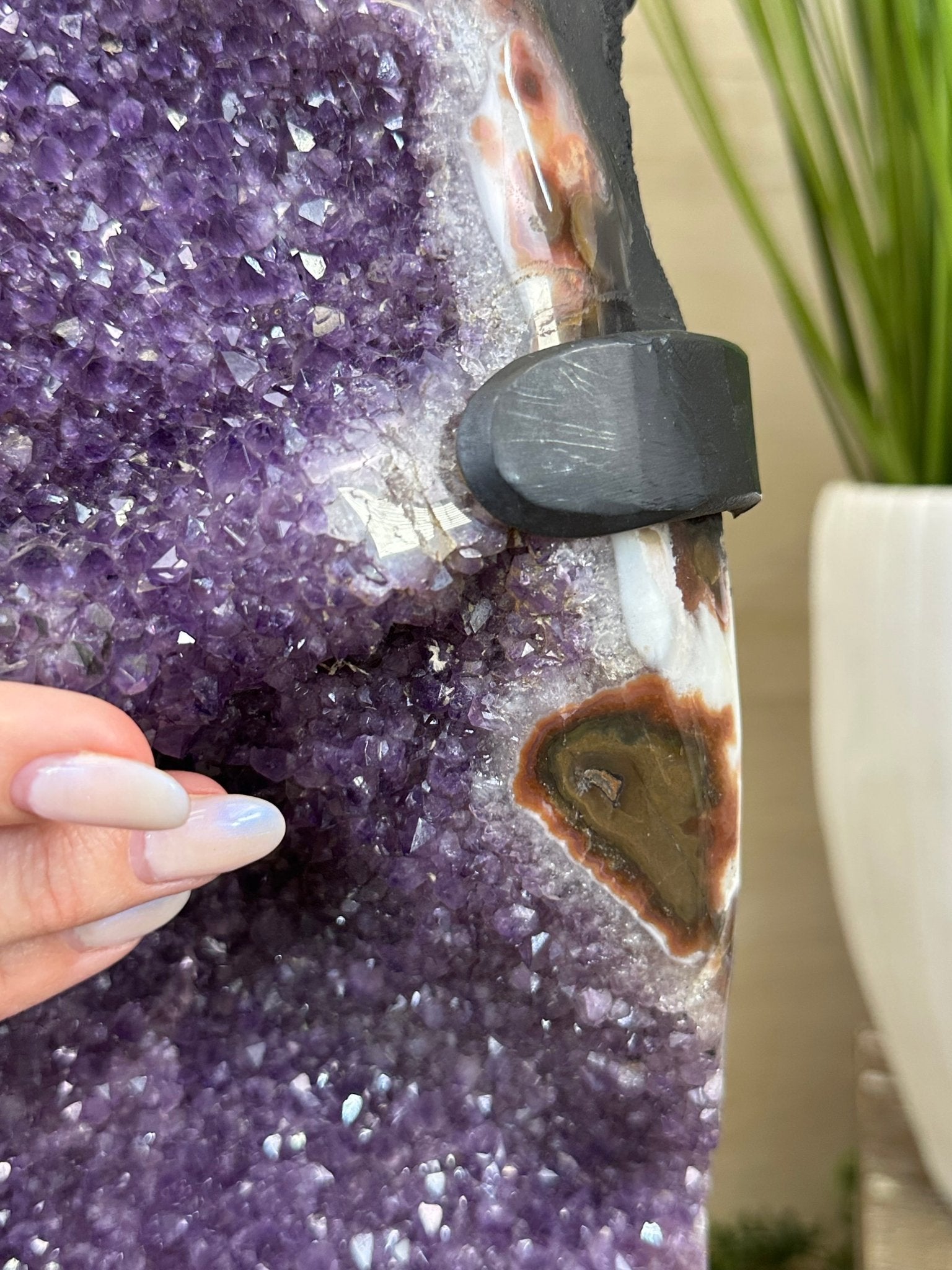 Extra Plus Uruguayan Amethyst Cluster on a Metal Base, 72.5 lbs & 32.6" Tall, #5491 - 0248 - Brazil GemsBrazil GemsExtra Plus Uruguayan Amethyst Cluster on a Metal Base, 72.5 lbs & 32.6" Tall, #5491 - 0248Clusters on Fixed Bases5491 - 0248