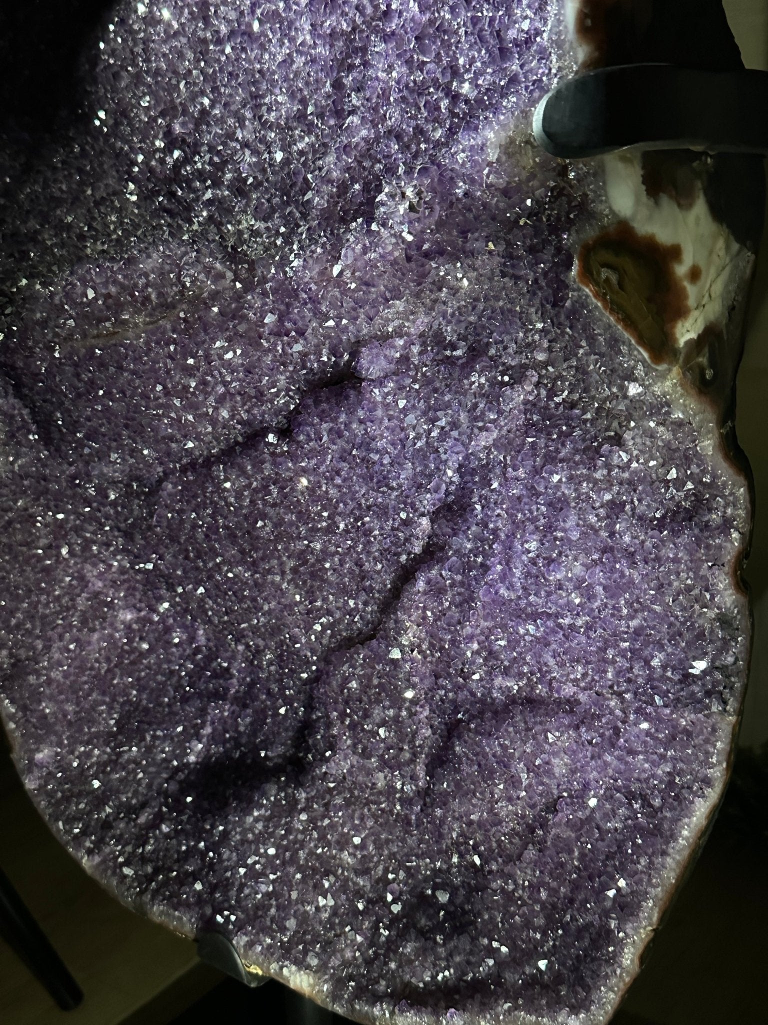Extra Plus Uruguayan Amethyst Cluster on a Metal Base, 72.5 lbs & 32.6" Tall, #5491 - 0248 - Brazil GemsBrazil GemsExtra Plus Uruguayan Amethyst Cluster on a Metal Base, 72.5 lbs & 32.6" Tall, #5491 - 0248Clusters on Fixed Bases5491 - 0248