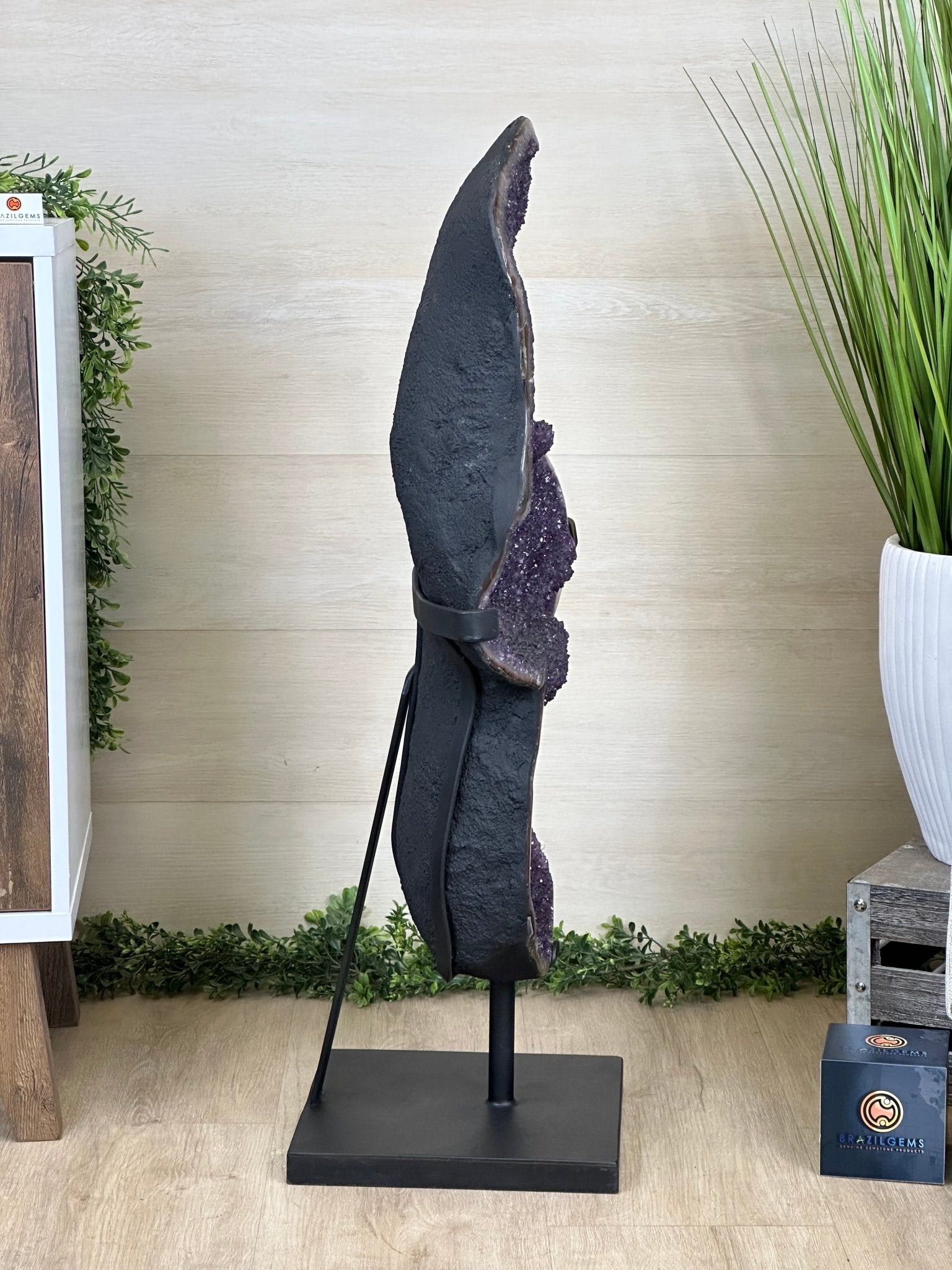 Extra Plus Uruguayan Amethyst Cluster on a Metal Base, 72.5 lbs & 32.6" Tall, #5491 - 0248 - Brazil GemsBrazil GemsExtra Plus Uruguayan Amethyst Cluster on a Metal Base, 72.5 lbs & 32.6" Tall, #5491 - 0248Clusters on Fixed Bases5491 - 0248