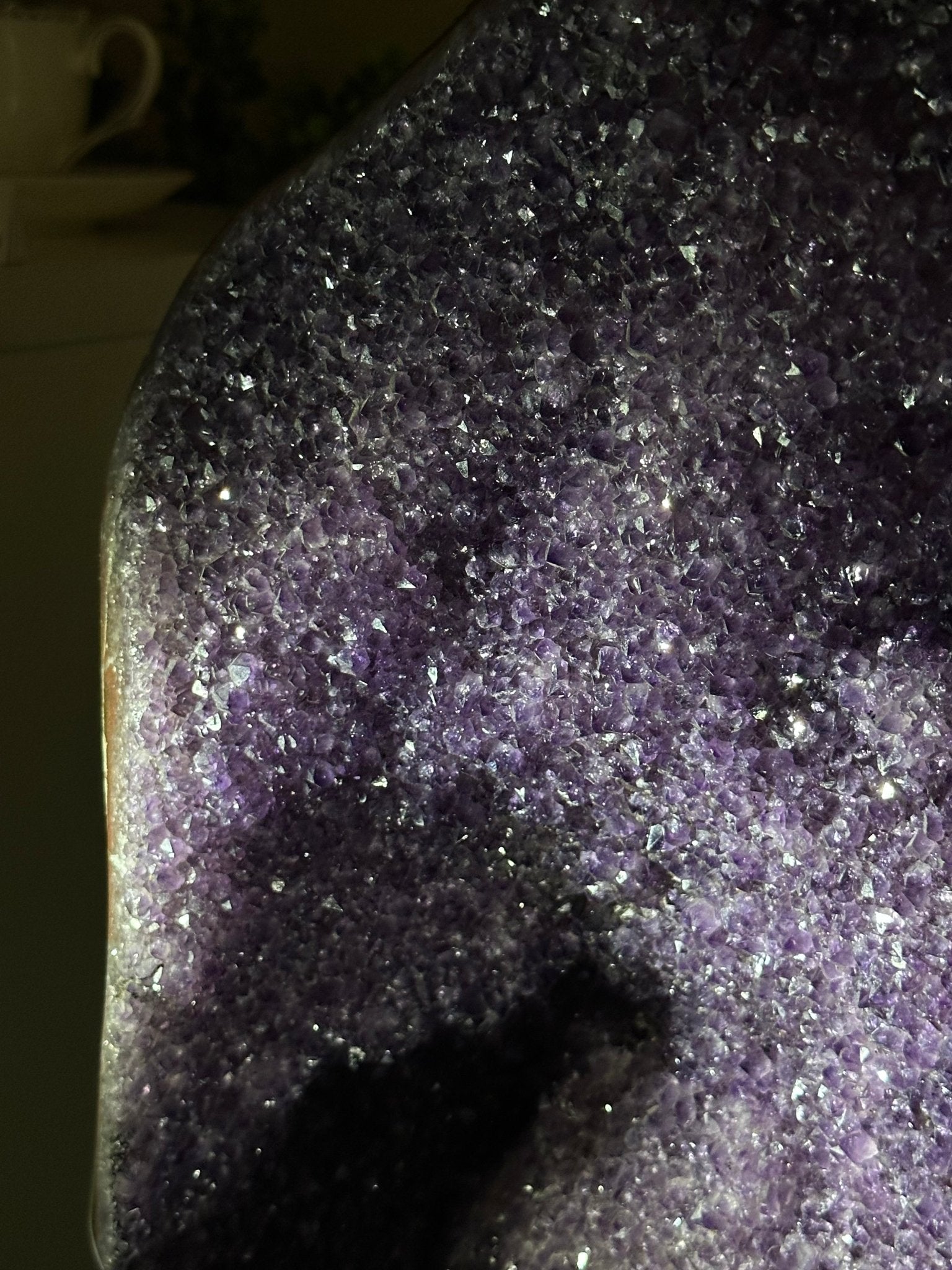 Extra Plus Uruguayan Amethyst Cluster on a Metal Base, 72.5 lbs & 32.6" Tall, #5491 - 0248 - Brazil GemsBrazil GemsExtra Plus Uruguayan Amethyst Cluster on a Metal Base, 72.5 lbs & 32.6" Tall, #5491 - 0248Clusters on Fixed Bases5491 - 0248