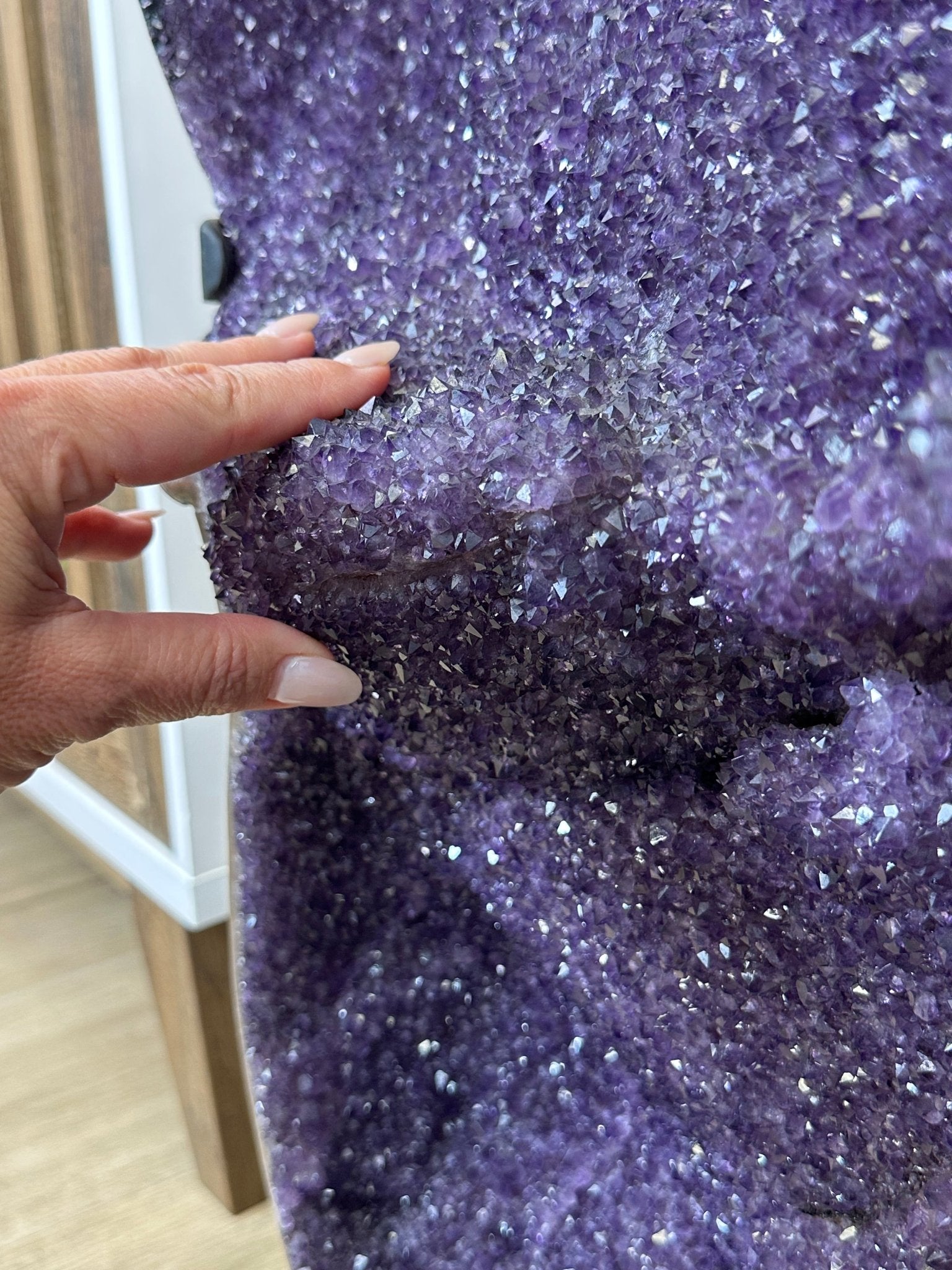 Extra Plus Uruguayan Amethyst Cluster on a Metal Base, 72.5 lbs & 32.6" Tall, #5491 - 0248 - Brazil GemsBrazil GemsExtra Plus Uruguayan Amethyst Cluster on a Metal Base, 72.5 lbs & 32.6" Tall, #5491 - 0248Clusters on Fixed Bases5491 - 0248