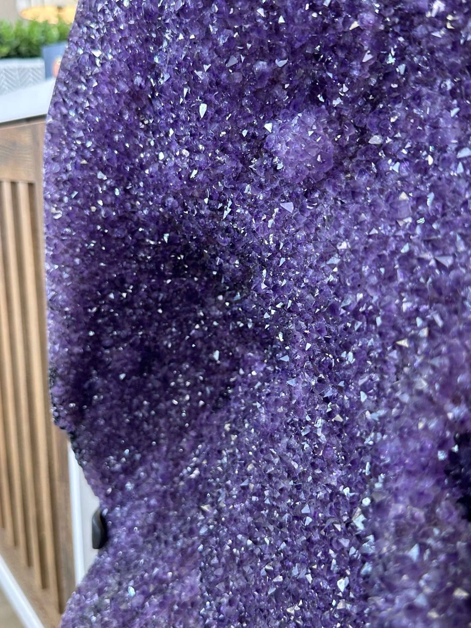 Extra Plus Uruguayan Amethyst Cluster on a Metal Base, 72.5 lbs & 32.6" Tall, #5491 - 0248 - Brazil GemsBrazil GemsExtra Plus Uruguayan Amethyst Cluster on a Metal Base, 72.5 lbs & 32.6" Tall, #5491 - 0248Clusters on Fixed Bases5491 - 0248
