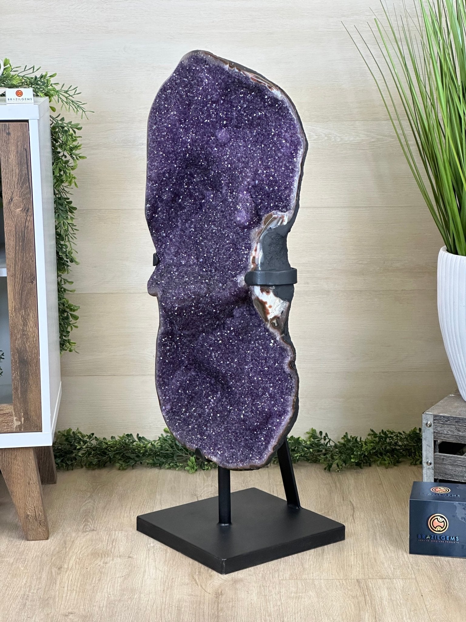 Extra Plus Uruguayan Amethyst Cluster on a Metal Base, 72.5 lbs & 32.6" Tall, #5491 - 0248 - Brazil GemsBrazil GemsExtra Plus Uruguayan Amethyst Cluster on a Metal Base, 72.5 lbs & 32.6" Tall, #5491 - 0248Clusters on Fixed Bases5491 - 0248