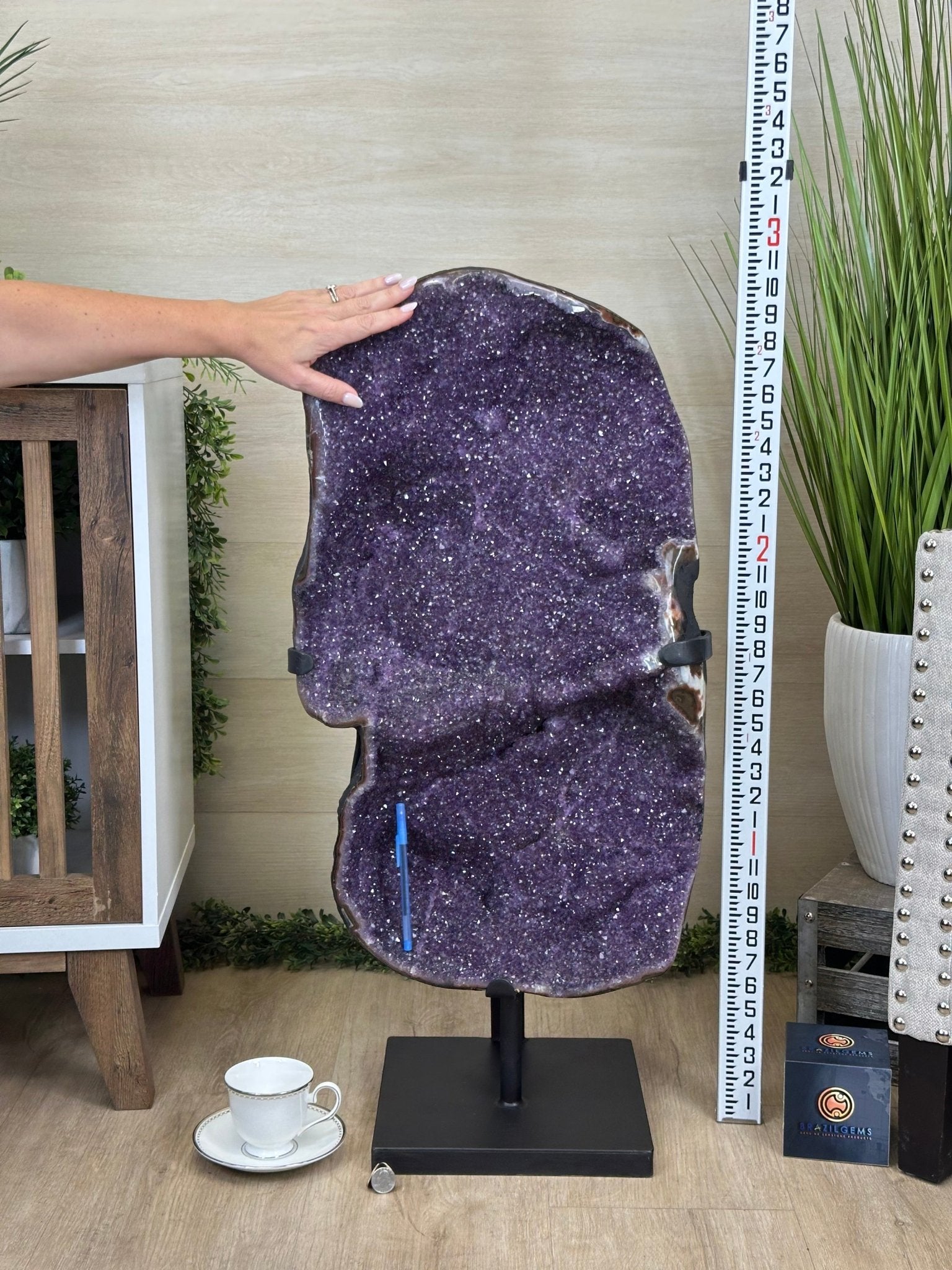 Extra Plus Uruguayan Amethyst Cluster on a Metal Base, 72.5 lbs & 32.6" Tall, #5491 - 0248 - Brazil GemsBrazil GemsExtra Plus Uruguayan Amethyst Cluster on a Metal Base, 72.5 lbs & 32.6" Tall, #5491 - 0248Clusters on Fixed Bases5491 - 0248