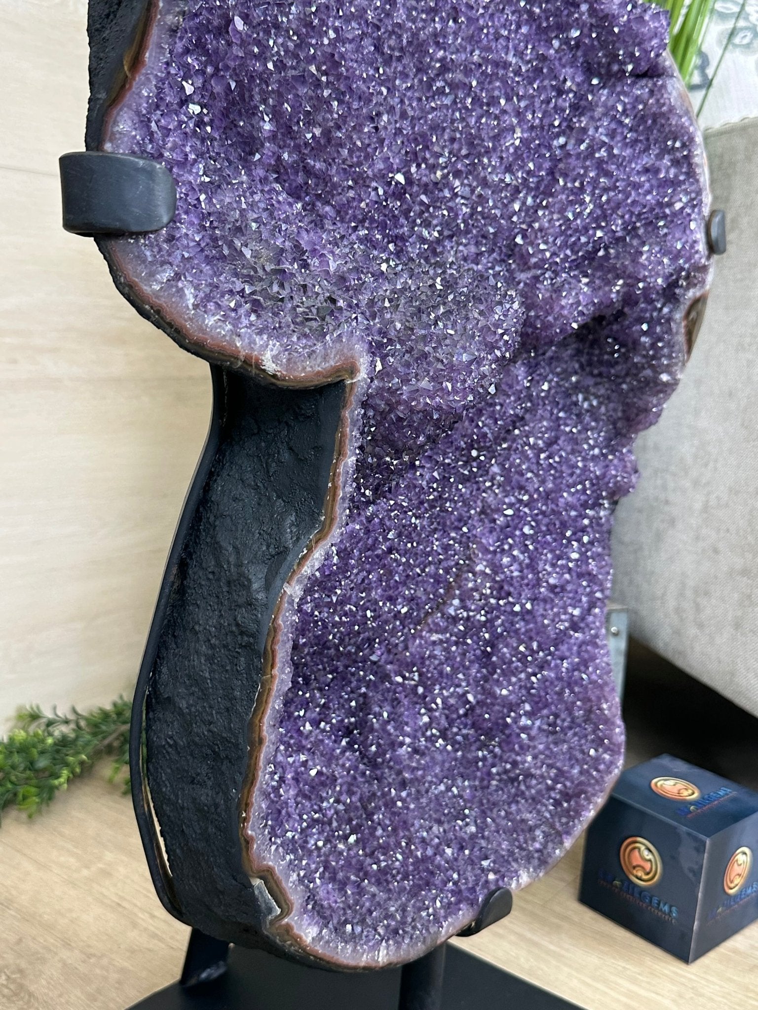Extra Plus Uruguayan Amethyst Cluster on a Metal Base, 72.5 lbs & 32.6" Tall, #5491 - 0248 - Brazil GemsBrazil GemsExtra Plus Uruguayan Amethyst Cluster on a Metal Base, 72.5 lbs & 32.6" Tall, #5491 - 0248Clusters on Fixed Bases5491 - 0248