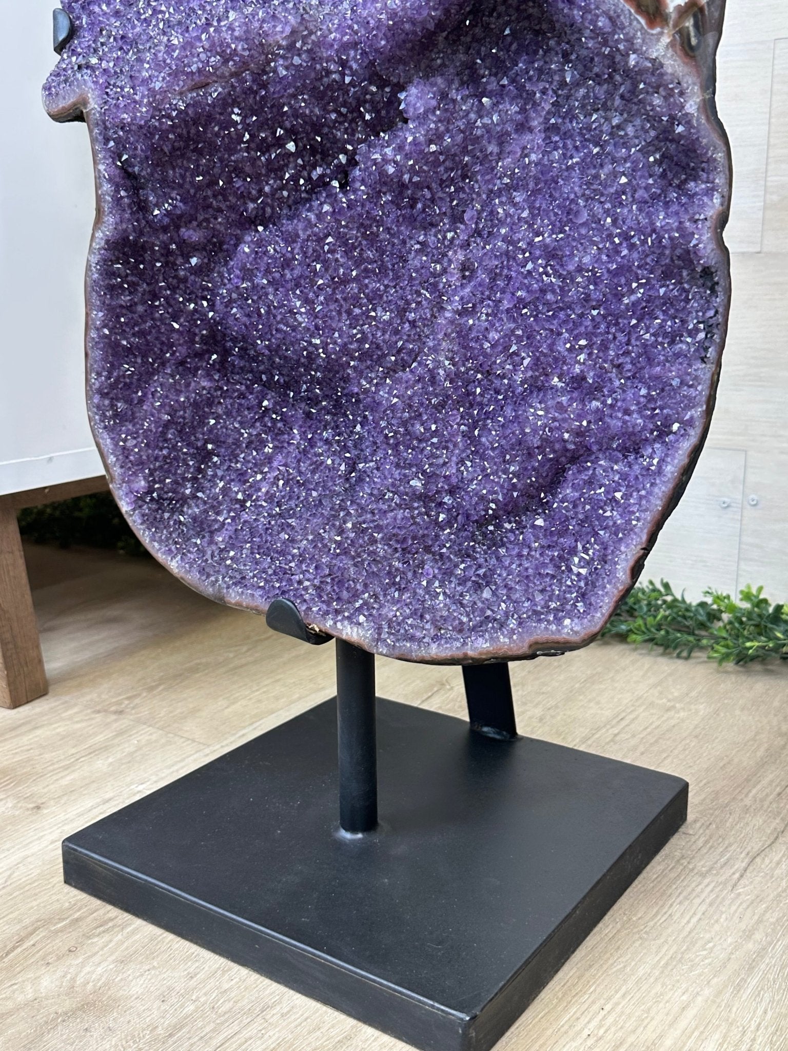 Extra Plus Uruguayan Amethyst Cluster on a Metal Base, 72.5 lbs & 32.6" Tall, #5491 - 0248 - Brazil GemsBrazil GemsExtra Plus Uruguayan Amethyst Cluster on a Metal Base, 72.5 lbs & 32.6" Tall, #5491 - 0248Clusters on Fixed Bases5491 - 0248