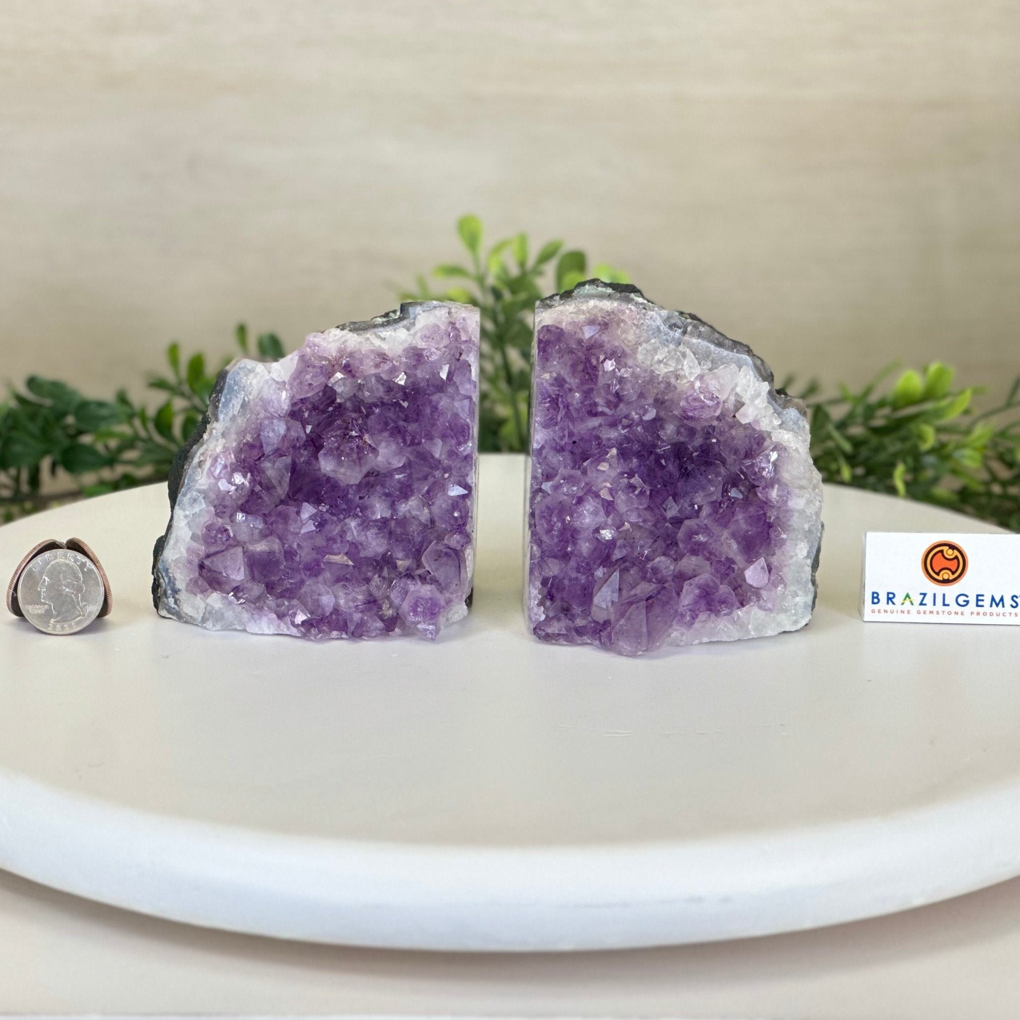 Extra Quality Amethyst Bookends, 3.1 lbs & 3.8" Tall 5151AM - 072 - Brazil GemsBrazil GemsExtra Quality Amethyst Bookends, 3.1 lbs & 3.8" Tall 5151AM - 072Bookends5151AM - 072