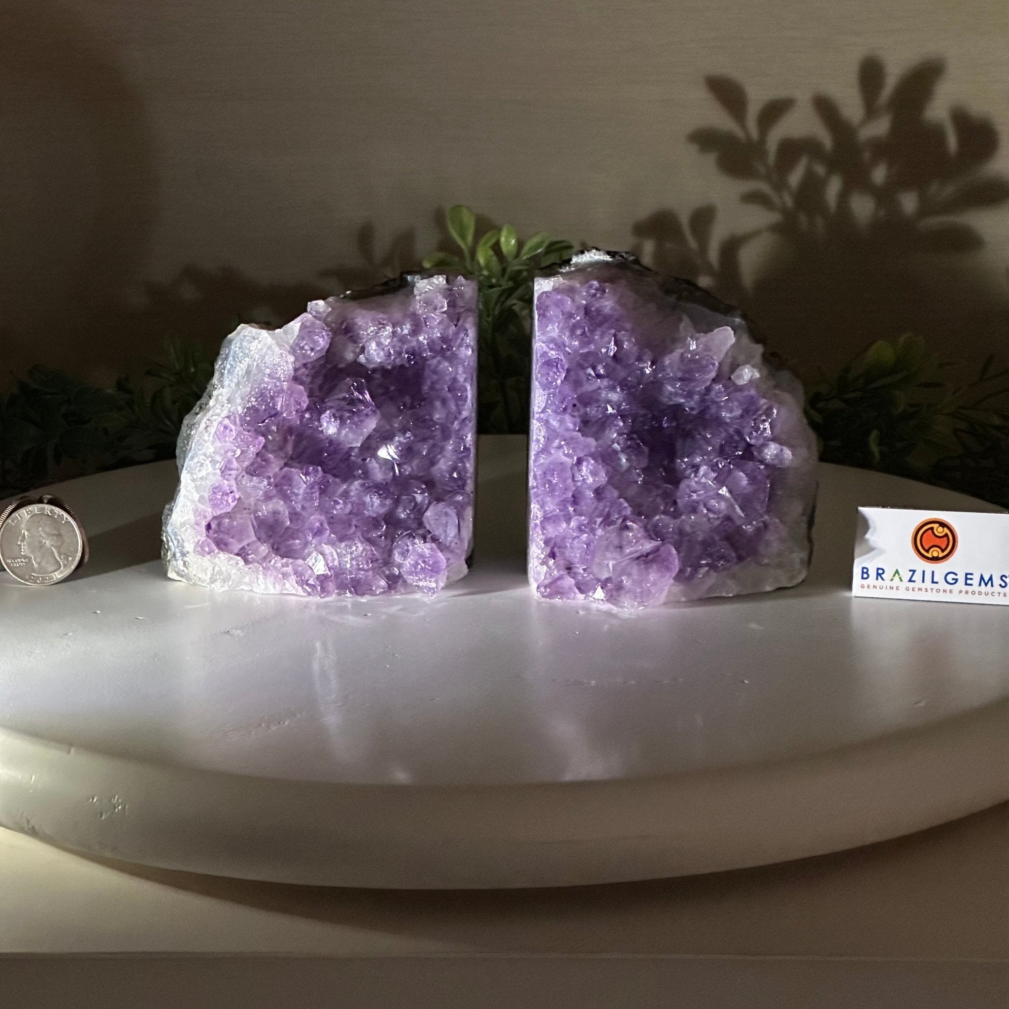 Extra Quality Amethyst Bookends, 3.1 lbs & 3.8" Tall 5151AM - 072 - Brazil GemsBrazil GemsExtra Quality Amethyst Bookends, 3.1 lbs & 3.8" Tall 5151AM - 072Bookends5151AM - 072