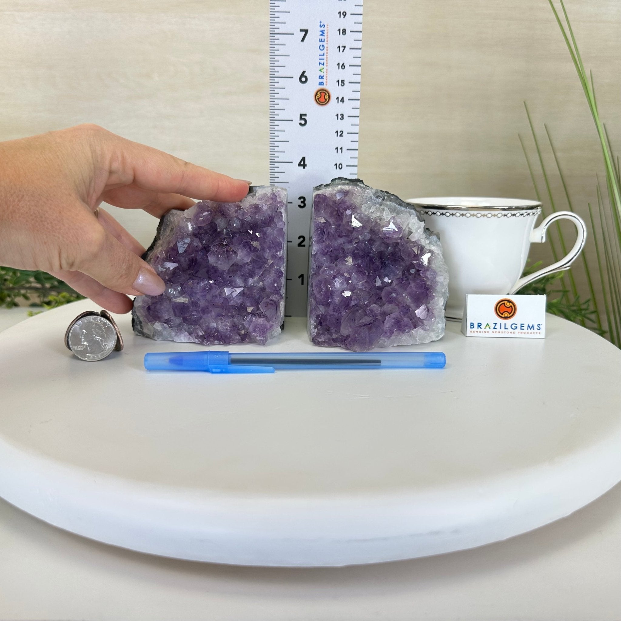 Extra Quality Amethyst Bookends, 3.1 lbs & 3.8" Tall 5151AM - 072 - Brazil GemsBrazil GemsExtra Quality Amethyst Bookends, 3.1 lbs & 3.8" Tall 5151AM - 072Bookends5151AM - 072