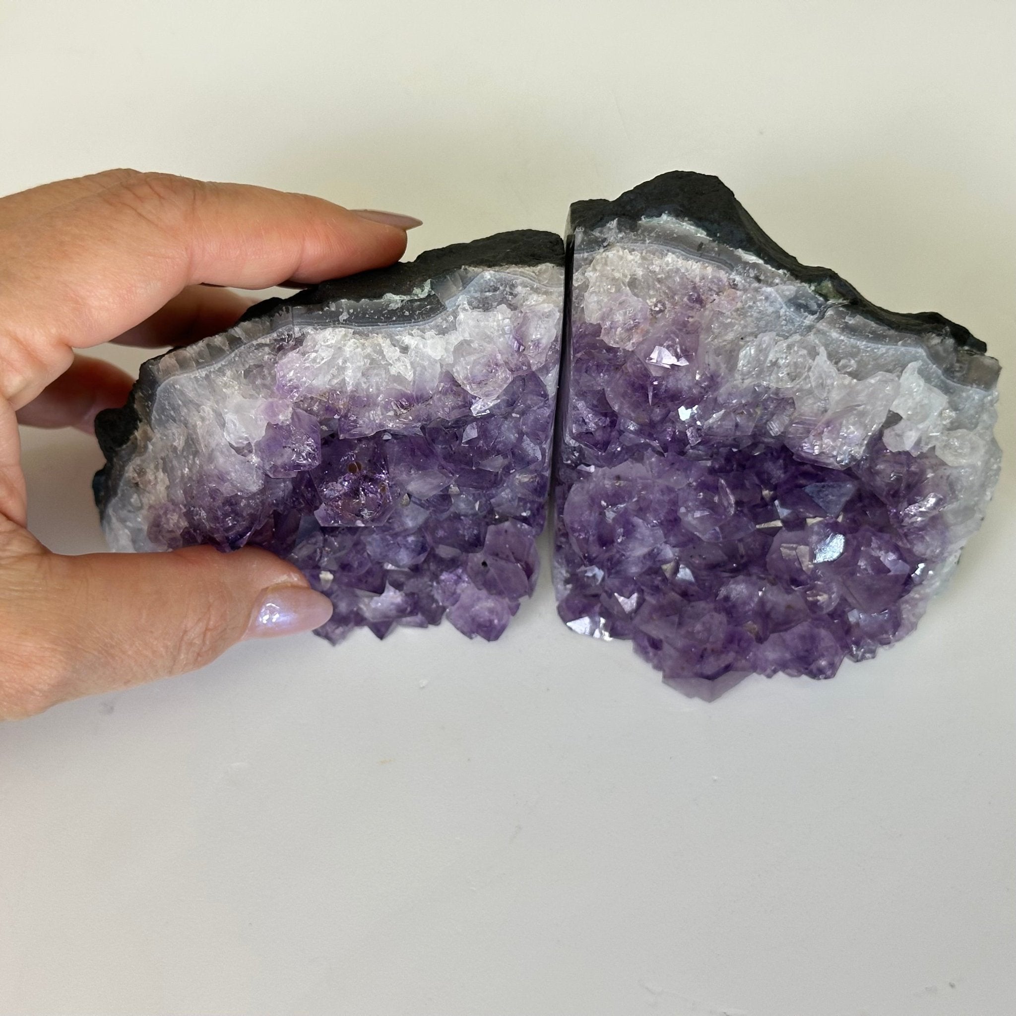 Extra Quality Amethyst Bookends, 3.1 lbs & 3.8" Tall 5151AM - 072 - Brazil GemsBrazil GemsExtra Quality Amethyst Bookends, 3.1 lbs & 3.8" Tall 5151AM - 072Bookends5151AM - 072