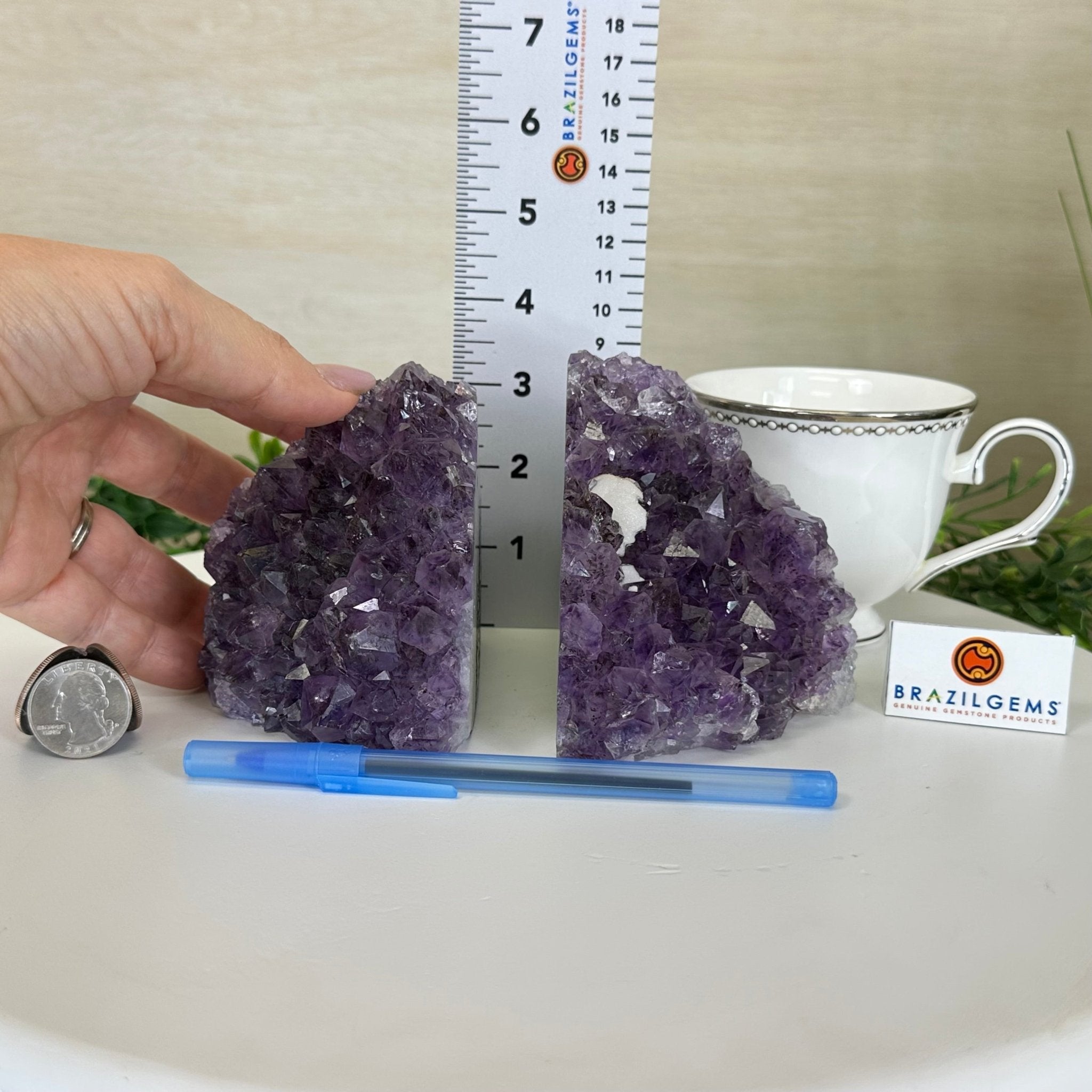 Extra Quality Amethyst Bookends, 4.3 lbs & 3.7" Tall 5151AM - 073 - Brazil GemsBrazil GemsExtra Quality Amethyst Bookends, 4.3 lbs & 3.7" Tall 5151AM - 073Bookends5151AM - 073