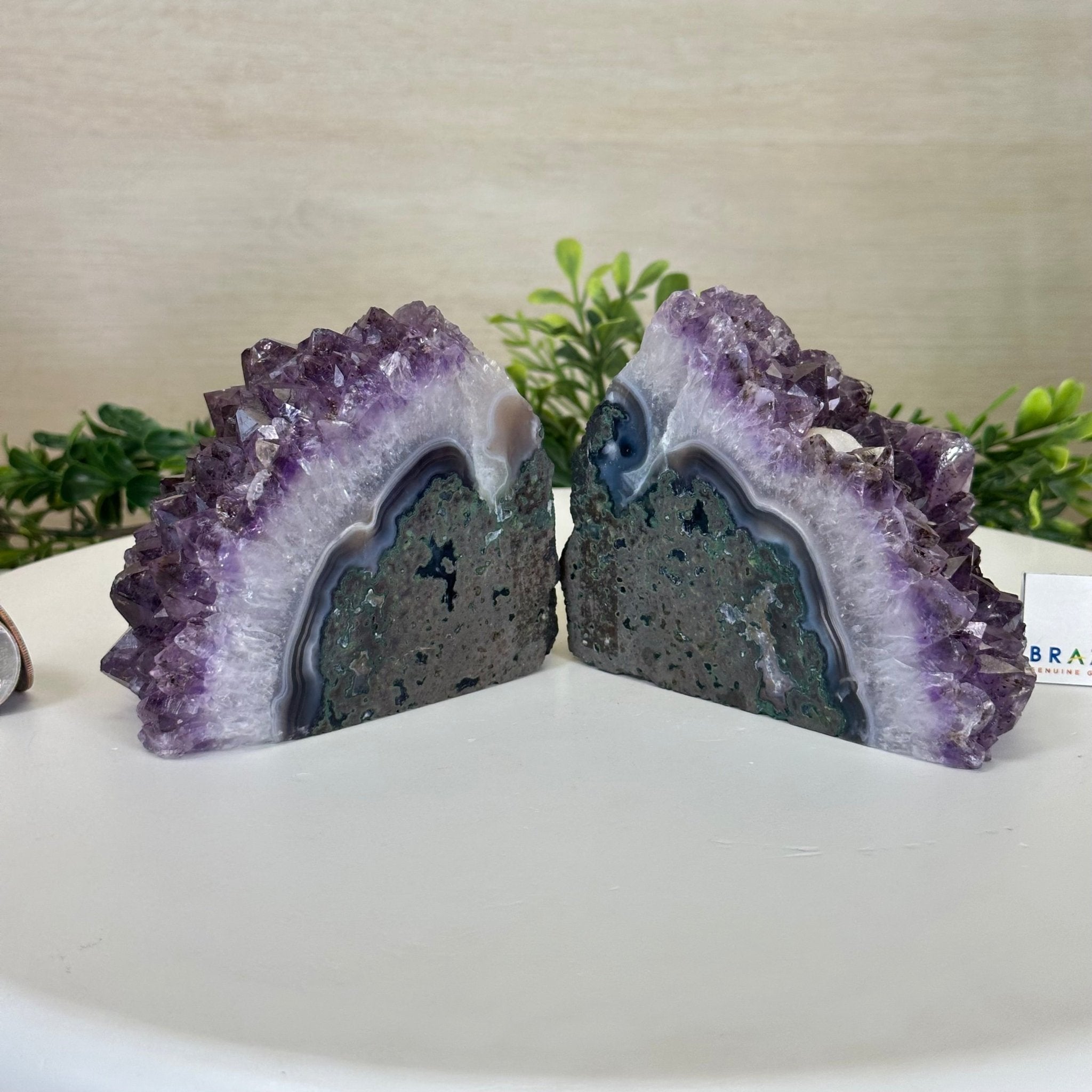 Extra Quality Amethyst Bookends, 4.3 lbs & 3.7" Tall 5151AM - 073 - Brazil GemsBrazil GemsExtra Quality Amethyst Bookends, 4.3 lbs & 3.7" Tall 5151AM - 073Bookends5151AM - 073