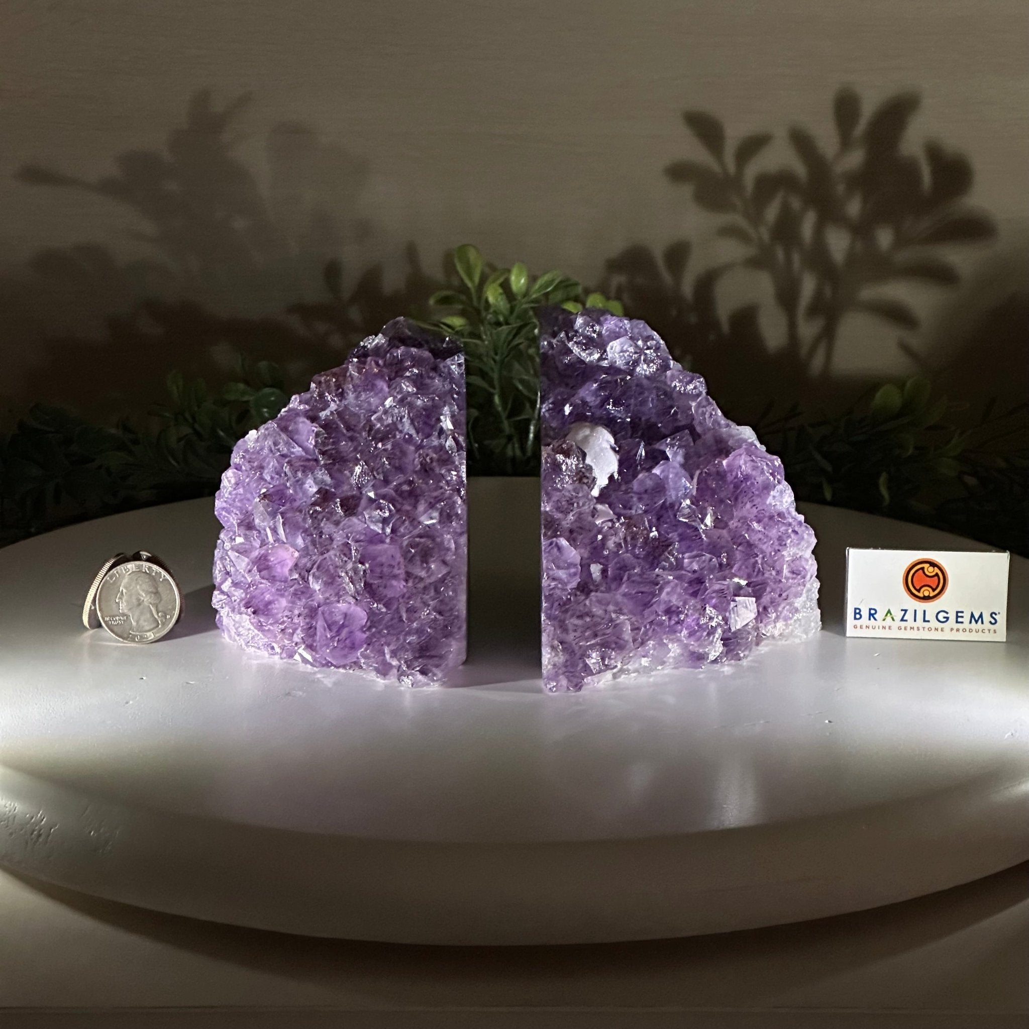Extra Quality Amethyst Bookends, 4.3 lbs & 3.7" Tall 5151AM - 073 - Brazil GemsBrazil GemsExtra Quality Amethyst Bookends, 4.3 lbs & 3.7" Tall 5151AM - 073Bookends5151AM - 073