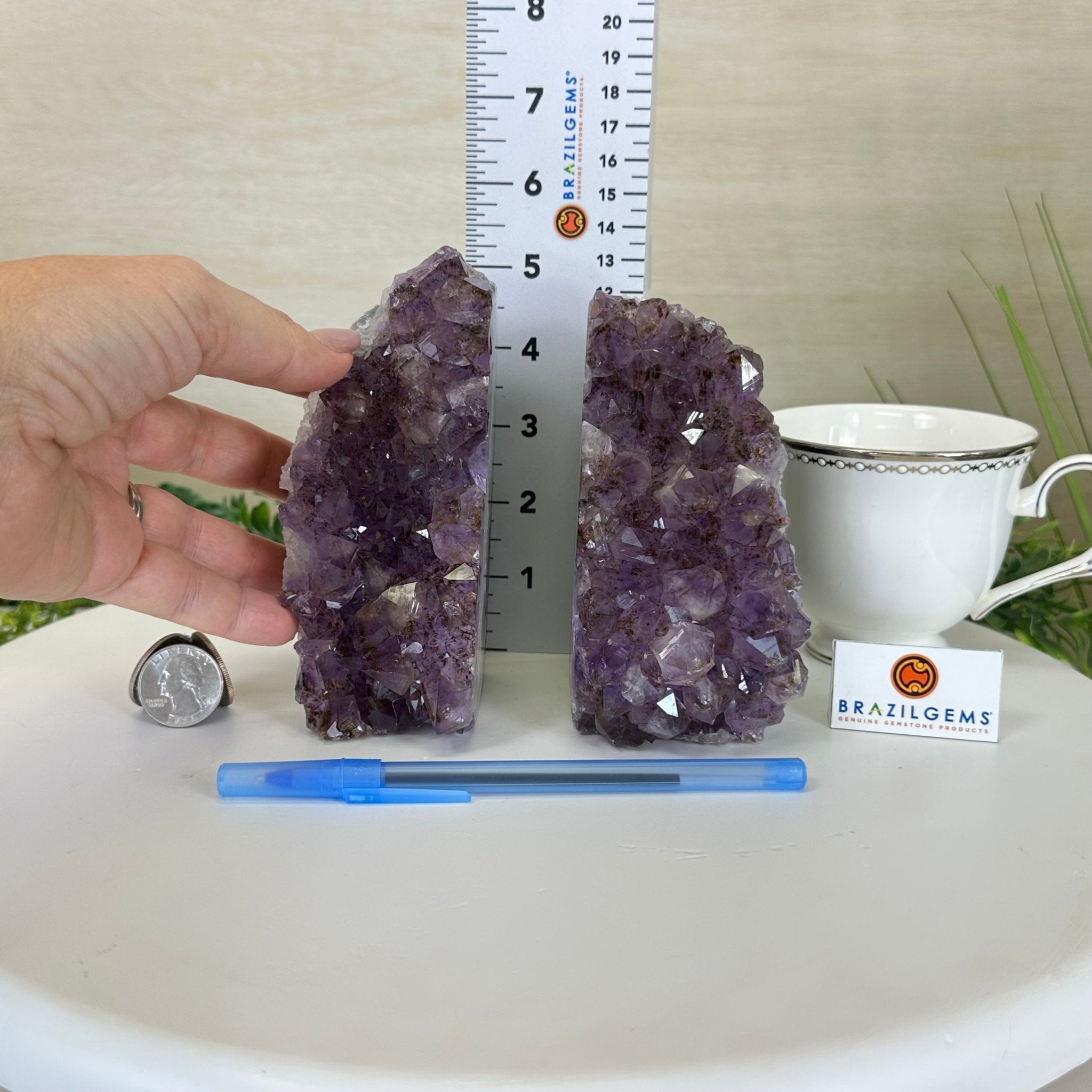 Extra Quality Amethyst Bookends, 4.5 lbs & 5.4" Tall 5151AM - 074 - Brazil GemsBrazil GemsExtra Quality Amethyst Bookends, 4.5 lbs & 5.4" Tall 5151AM - 074Bookends5151AM - 074