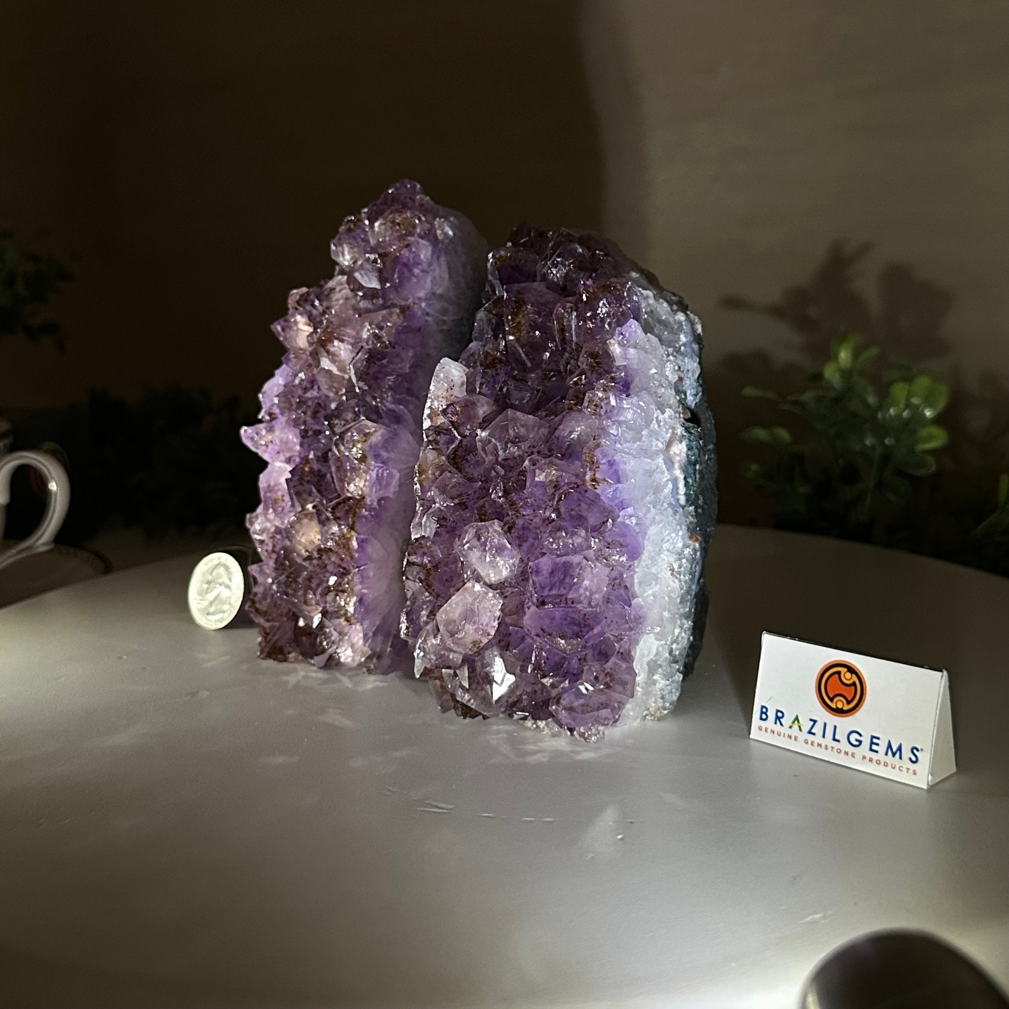 Extra Quality Amethyst Bookends, 4.5 lbs & 5.4" Tall 5151AM - 074 - Brazil GemsBrazil GemsExtra Quality Amethyst Bookends, 4.5 lbs & 5.4" Tall 5151AM - 074Bookends5151AM - 074