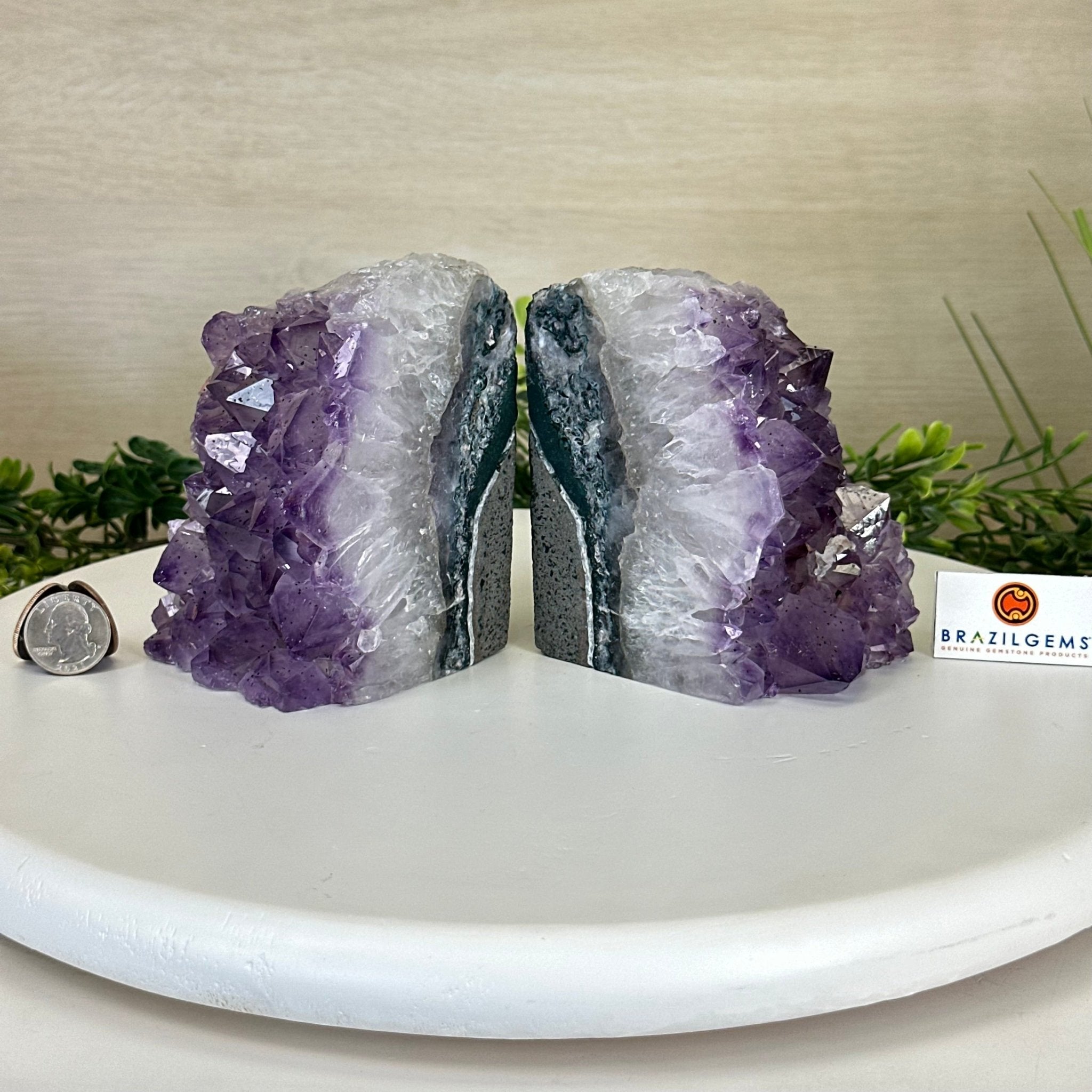 Extra Quality Amethyst Bookends, 6.6 lbs & 4.9" Tall 5151AM - 075 - Brazil GemsBrazil GemsExtra Quality Amethyst Bookends, 6.6 lbs & 4.9" Tall 5151AM - 075Bookends5151AM - 075
