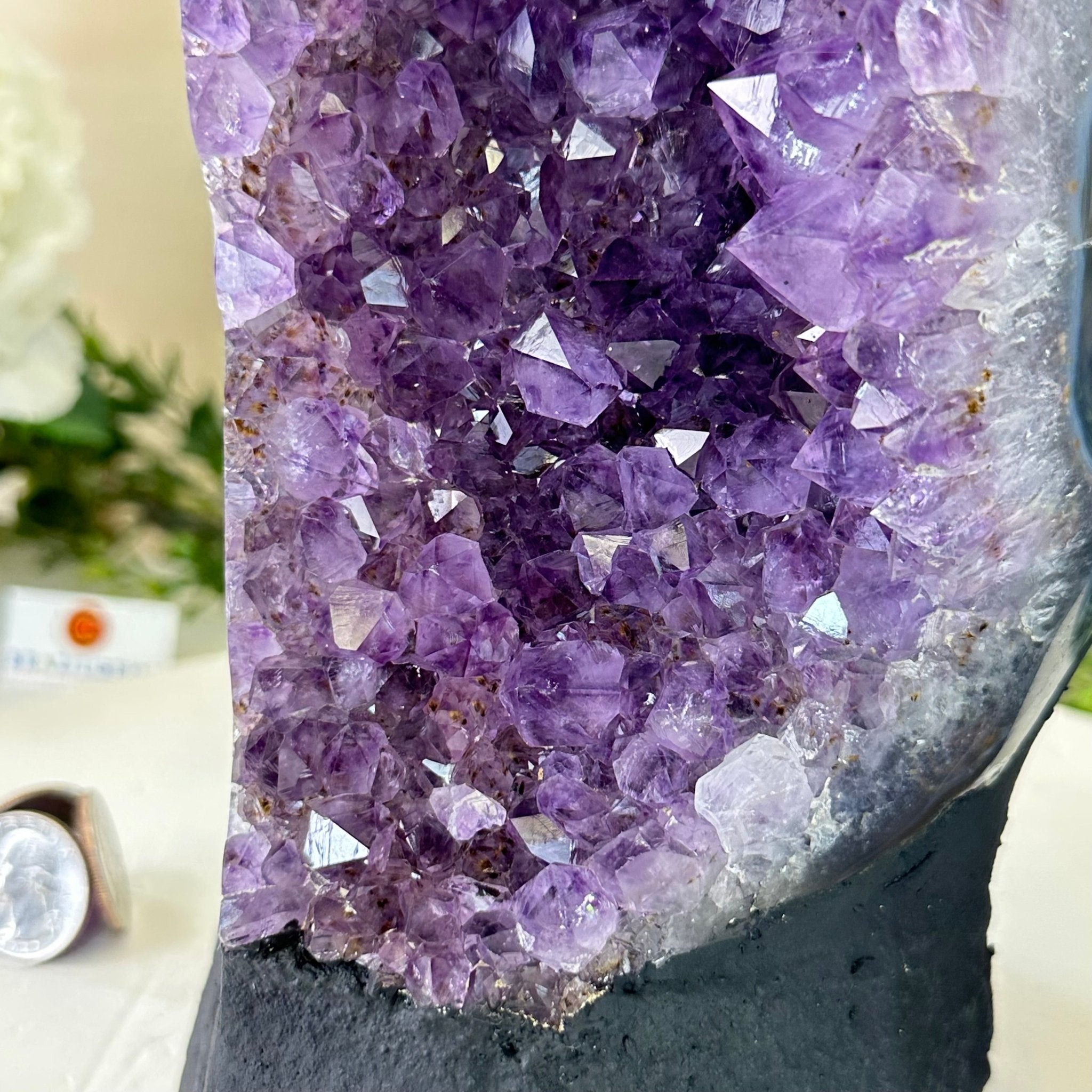 Extra Quality Amethyst Cluster, Cement Base, 10.5 lbs & 10.2" Tall #5614 - 0135 - Brazil GemsBrazil GemsExtra Quality Amethyst Cluster, Cement Base, 10.5 lbs & 10.2" Tall #5614 - 0135Clusters on Cement Bases5614 - 0135