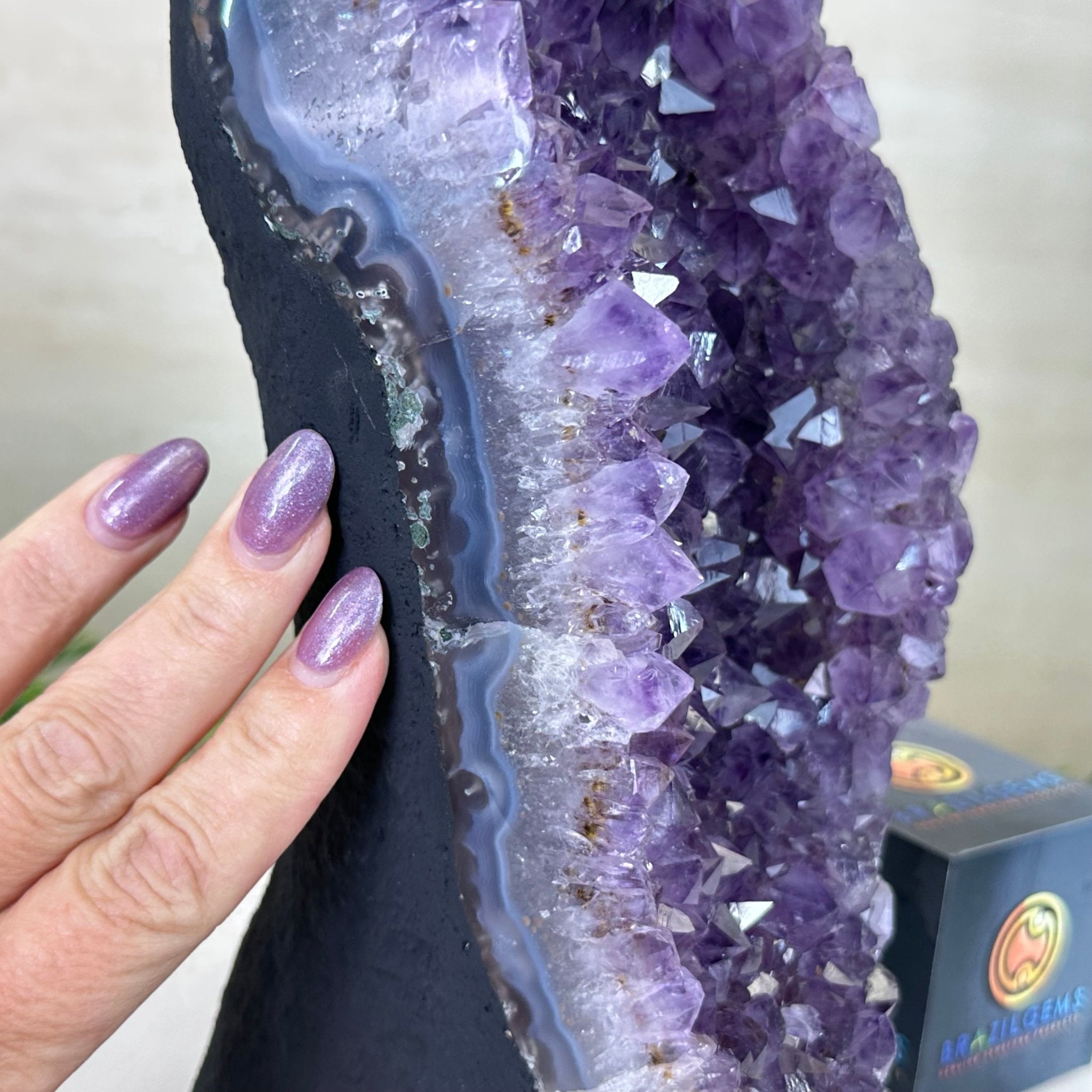 Extra Quality Amethyst Cluster, Cement Base, 10.5 lbs & 10.2" Tall #5614 - 0135 - Brazil GemsBrazil GemsExtra Quality Amethyst Cluster, Cement Base, 10.5 lbs & 10.2" Tall #5614 - 0135Clusters on Cement Bases5614 - 0135