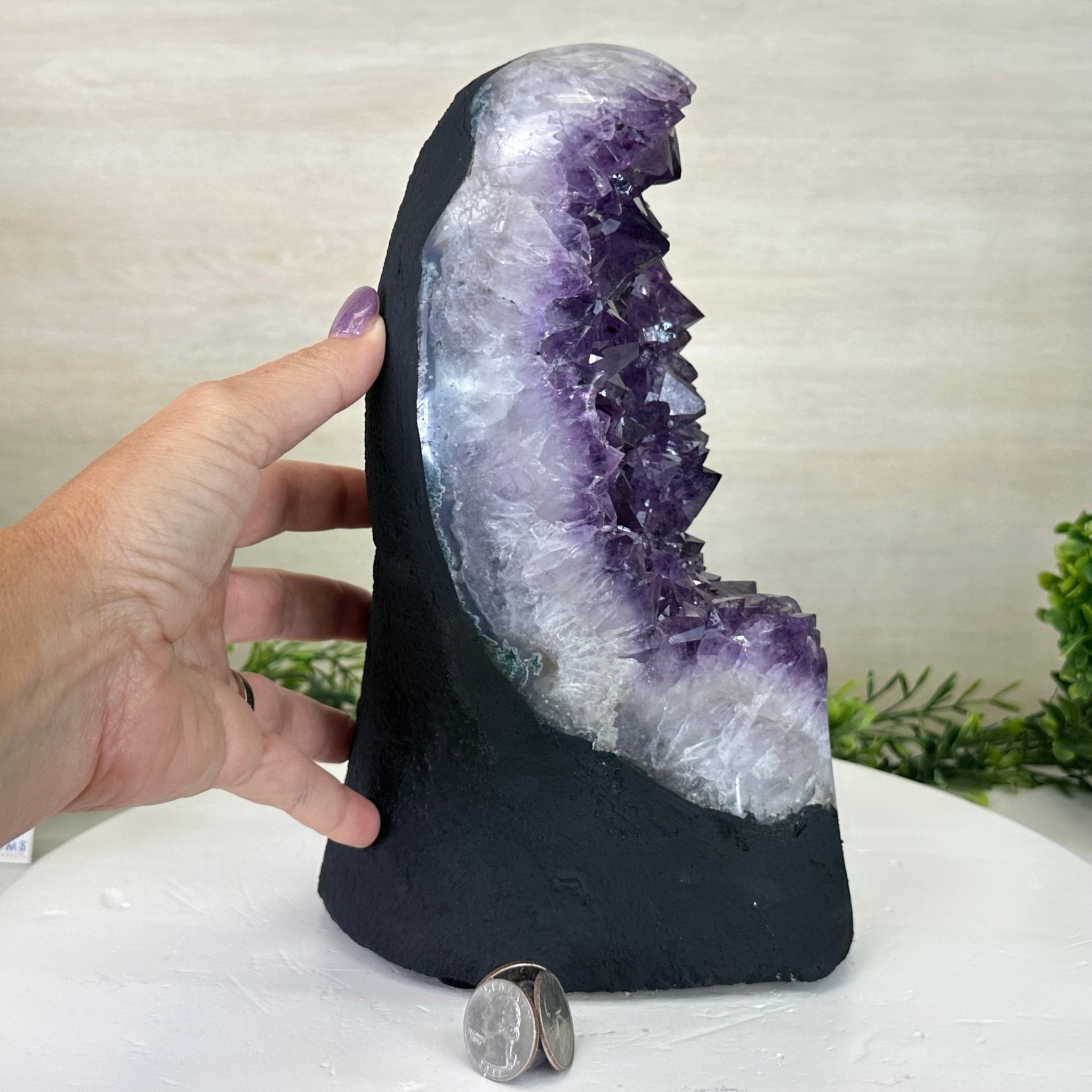 Extra Quality Amethyst Cluster, Cement Base, 12.1 lbs & 10.2" Tall #5614 - 0140 - Brazil GemsBrazil GemsExtra Quality Amethyst Cluster, Cement Base, 12.1 lbs & 10.2" Tall #5614 - 0140Clusters on Cement Bases5614 - 0140