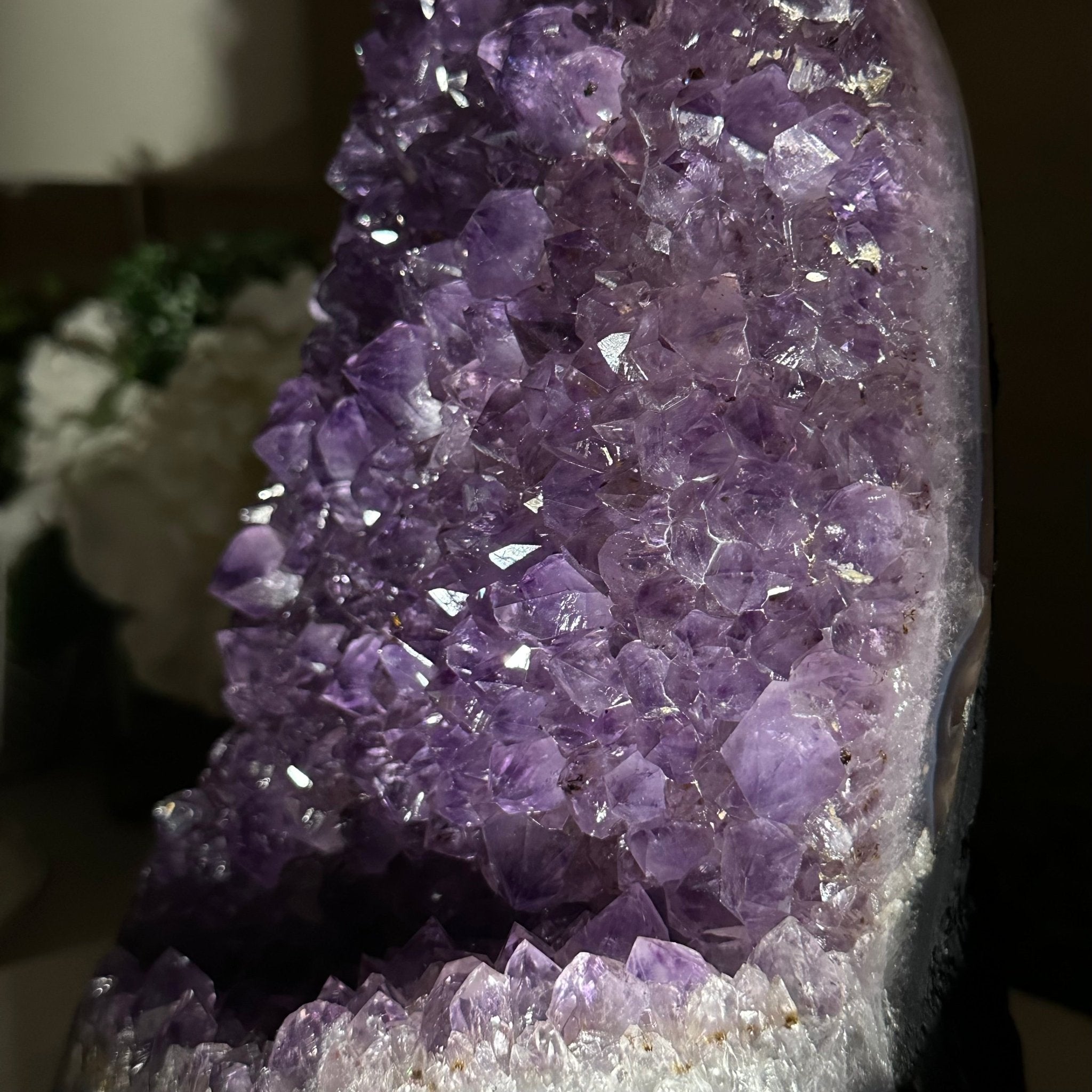 Extra Quality Amethyst Cluster, Cement Base, 12.9 lbs & 10.1" Tall #5614 - 0141 - Brazil GemsBrazil GemsExtra Quality Amethyst Cluster, Cement Base, 12.9 lbs & 10.1" Tall #5614 - 0141Clusters on Cement Bases5614 - 0141