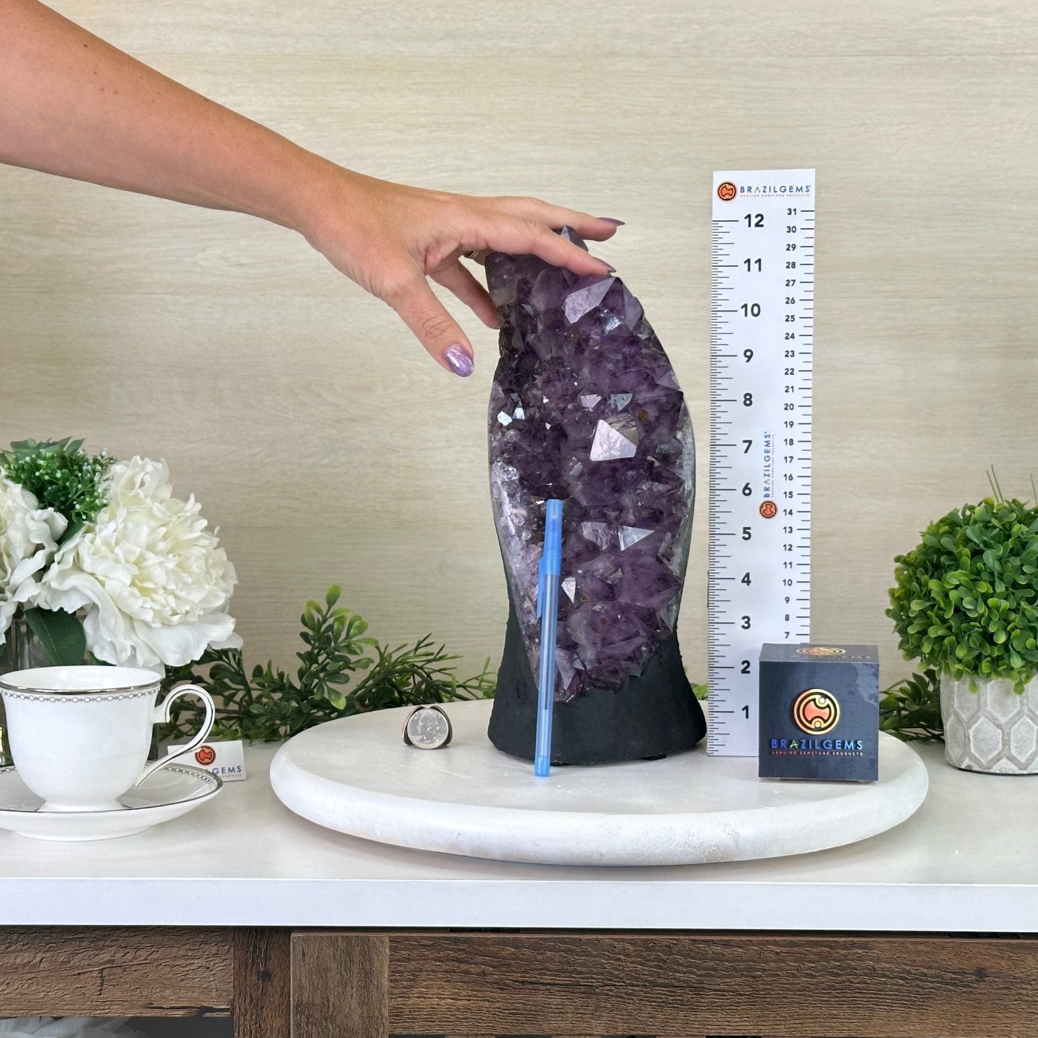 Extra Quality Amethyst Cluster, Cement Base, 14 lbs & 11.9" Tall #5614 - 0144 - Brazil GemsBrazil GemsExtra Quality Amethyst Cluster, Cement Base, 14 lbs & 11.9" Tall #5614 - 0144Clusters on Cement Bases5614 - 0144