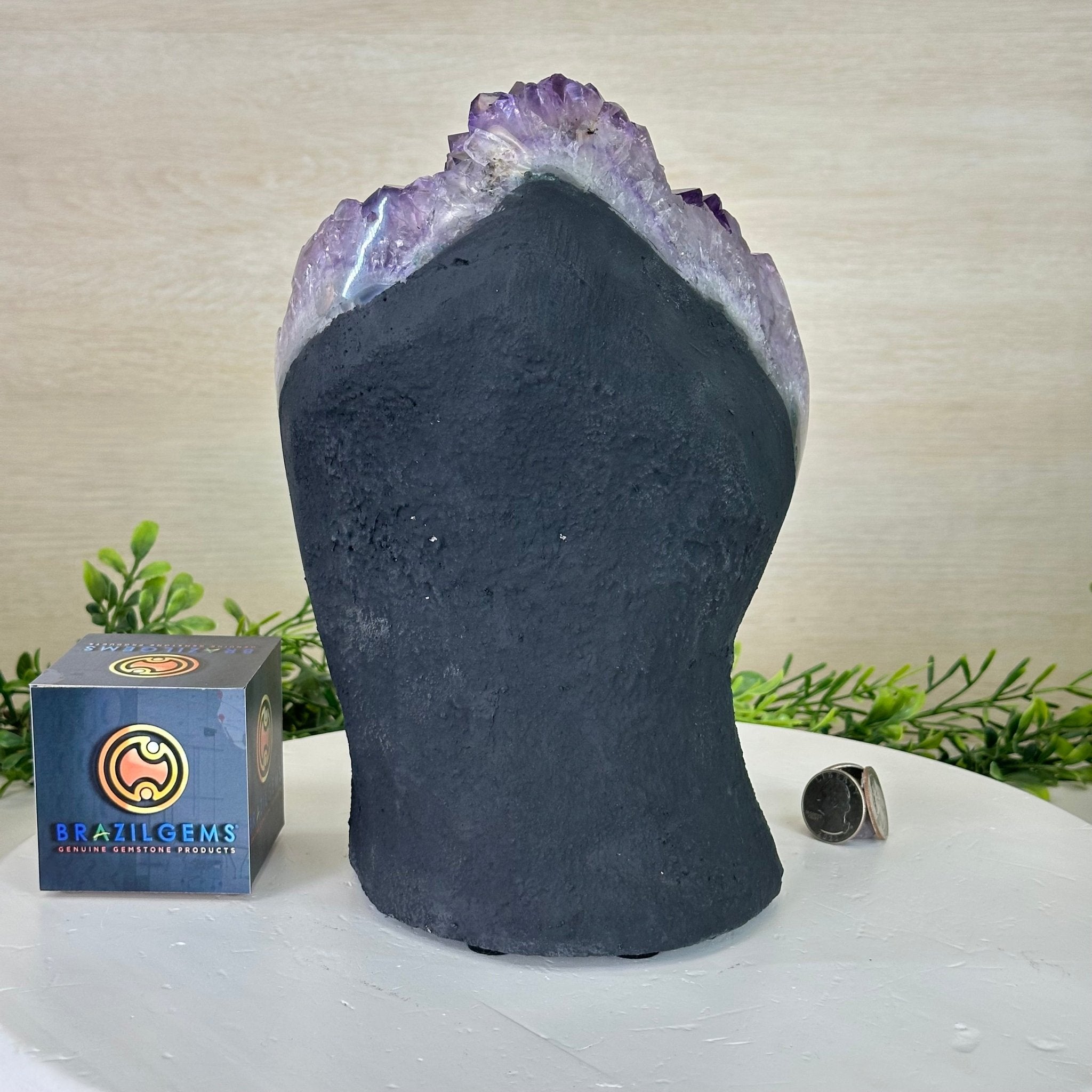 Extra Quality Amethyst Cluster, Cement Base, 14 lbs & 9.3" Tall #5614 - 0145 - Brazil GemsBrazil GemsExtra Quality Amethyst Cluster, Cement Base, 14 lbs & 9.3" Tall #5614 - 0145Clusters on Cement Bases5614 - 0145