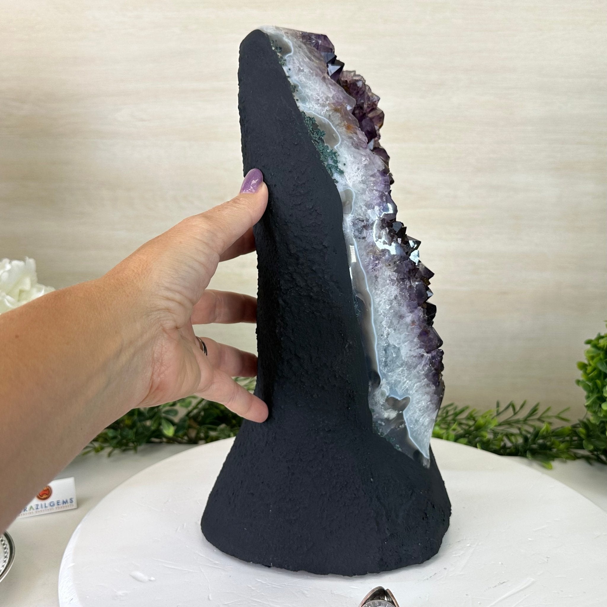 Extra Quality Amethyst Cluster, Cement Base, 16.2 lbs & 12.5" Tall #5614 - 0148 - Brazil GemsBrazil GemsExtra Quality Amethyst Cluster, Cement Base, 16.2 lbs & 12.5" Tall #5614 - 0148Clusters on Cement Bases5614 - 0148