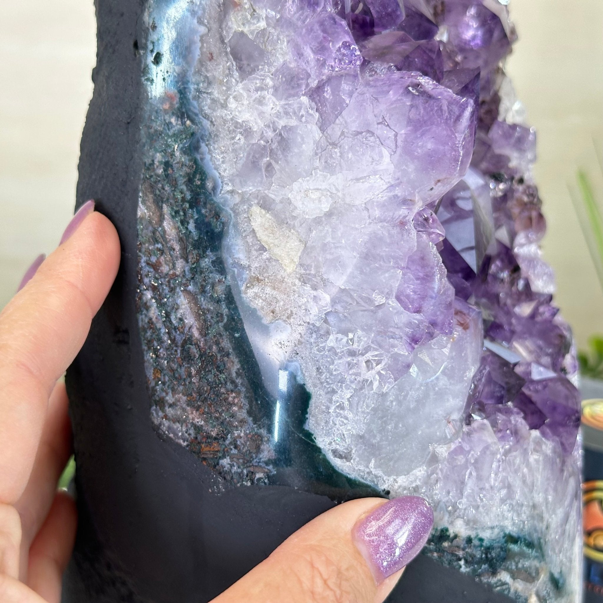 Extra Quality Amethyst Cluster, Cement Base, 16.6 lbs & 11.2" Tall #5614 - 0149 - Brazil GemsBrazil GemsExtra Quality Amethyst Cluster, Cement Base, 16.6 lbs & 11.2" Tall #5614 - 0149Clusters on Cement Bases5614 - 0149