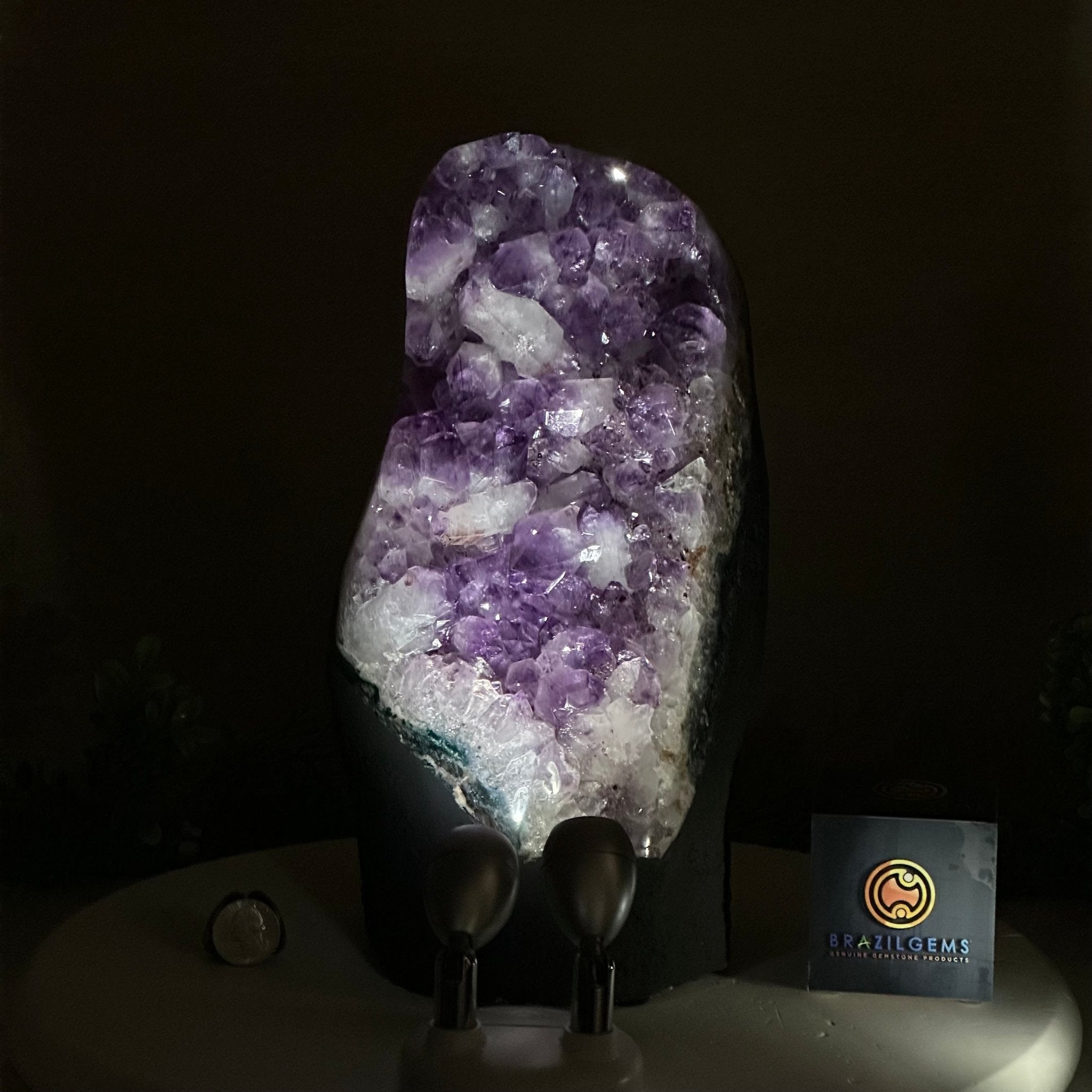 Amethyst Crystal Cluster on a cement base, #5614-0149 by Brazil Gems®
