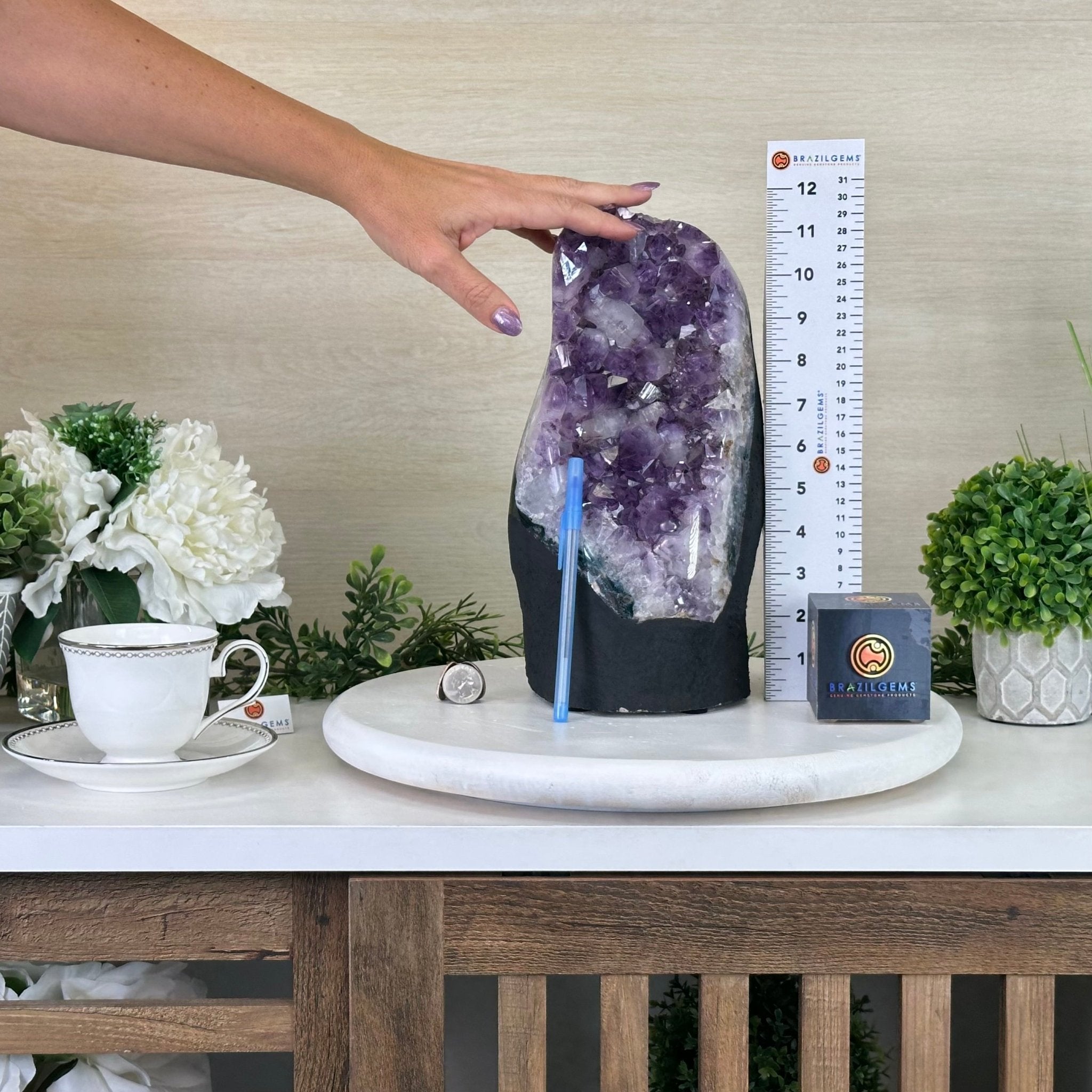 Amethyst Crystal Cluster on a cement base, #5614-0149 by Brazil Gems®