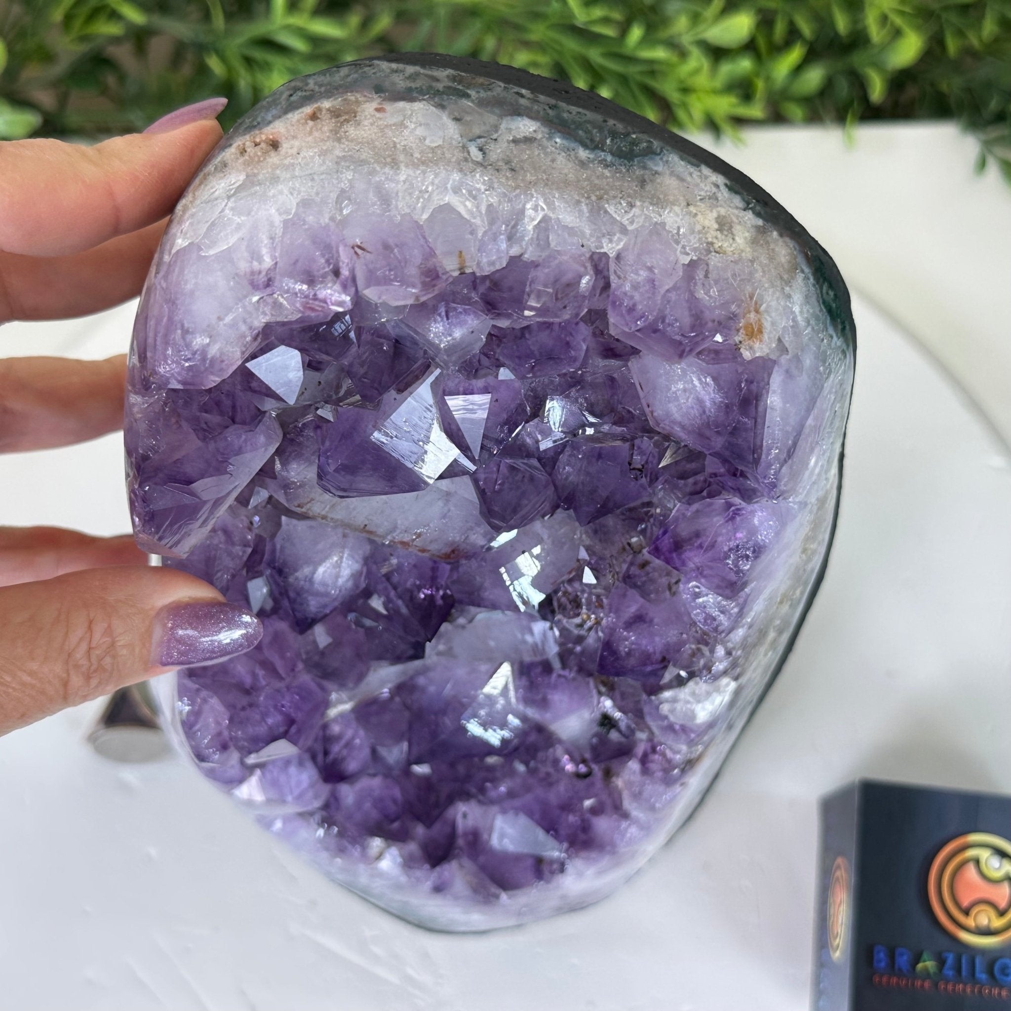 Amethyst Crystal Cluster on a cement base, #5614-0149 by Brazil Gems®