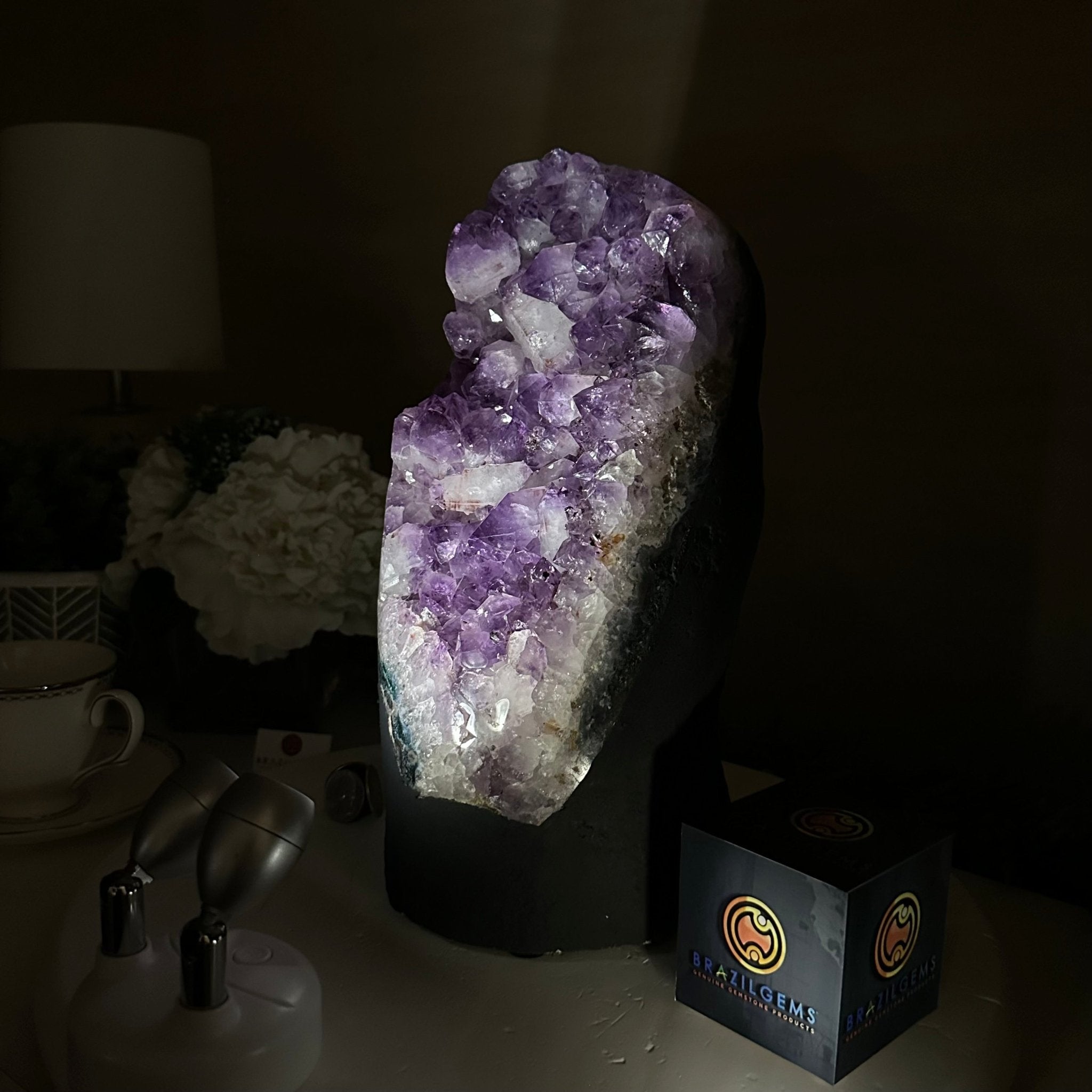 Extra Quality Amethyst Cluster, Cement Base, 16.6 lbs & 11.2" Tall #5614 - 0149 - Brazil GemsBrazil GemsExtra Quality Amethyst Cluster, Cement Base, 16.6 lbs & 11.2" Tall #5614 - 0149Clusters on Cement Bases5614 - 0149