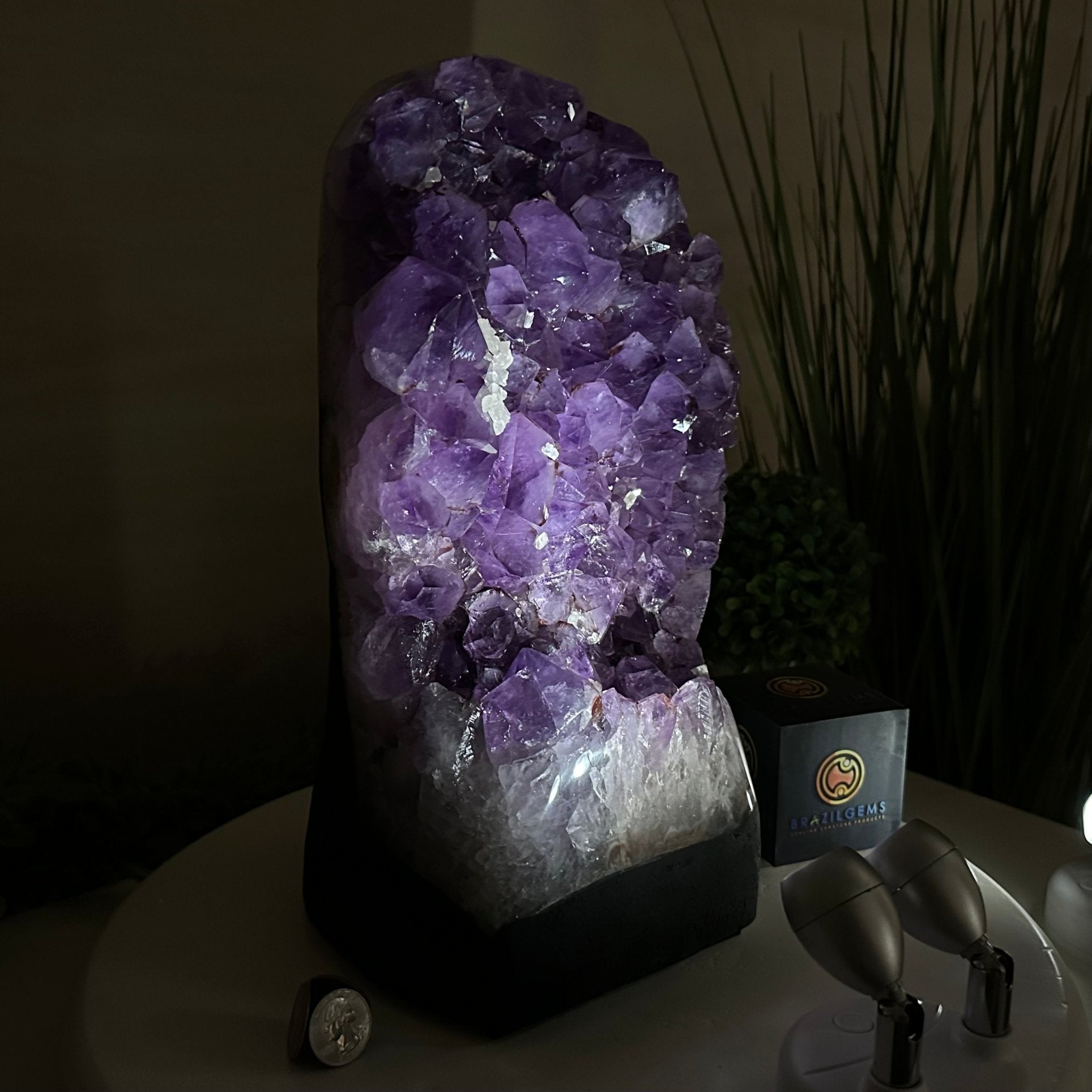 Extra Quality Amethyst Cluster, Cement Base, 24.7 lbs & 12.4" Tall #5614 - 0151 - Brazil GemsBrazil GemsExtra Quality Amethyst Cluster, Cement Base, 24.7 lbs & 12.4" Tall #5614 - 0151Clusters on Cement Bases5614 - 0151