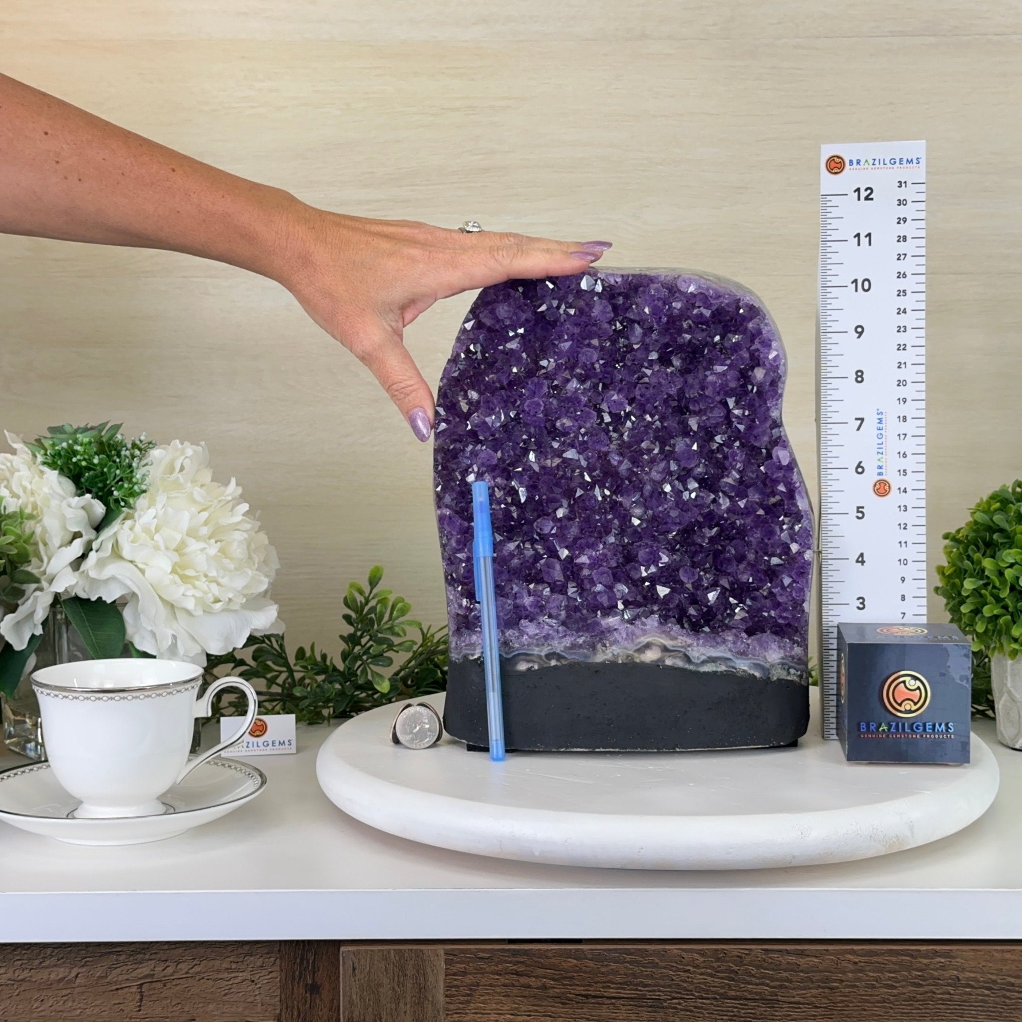 Extra Quality Amethyst Cluster, Cement Base, 25.4 lbs & 10.2" Tall #5614 - 0152 - Brazil GemsBrazil GemsExtra Quality Amethyst Cluster, Cement Base, 25.4 lbs & 10.2" Tall #5614 - 0152Clusters on Cement Bases5614 - 0152