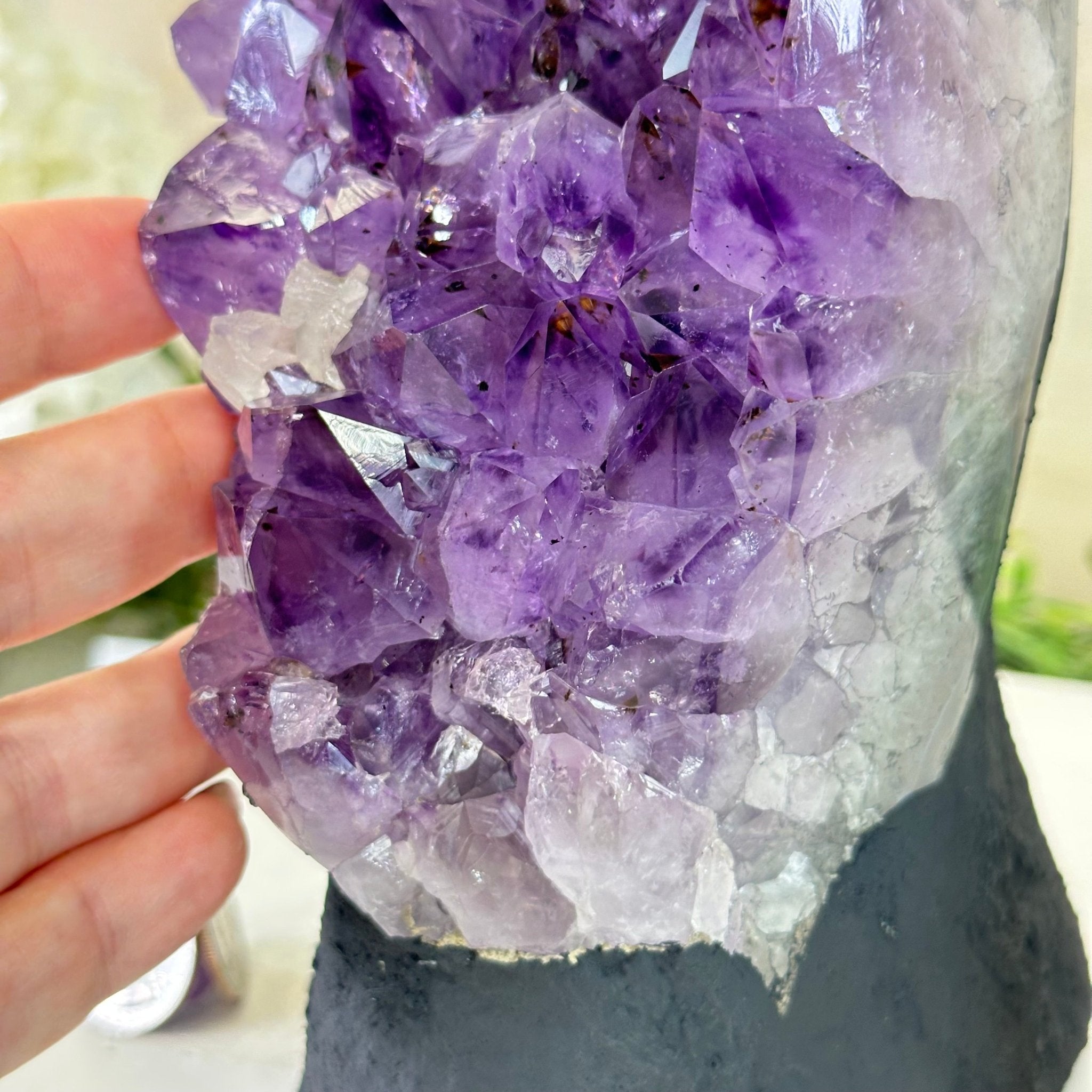 Extra Quality Amethyst Cluster, Cement Base, 6.9 lbs & 8.1" Tall #5614 - 0125 - Brazil GemsBrazil GemsExtra Quality Amethyst Cluster, Cement Base, 6.9 lbs & 8.1" Tall #5614 - 0125Clusters on Cement Bases5614 - 0125