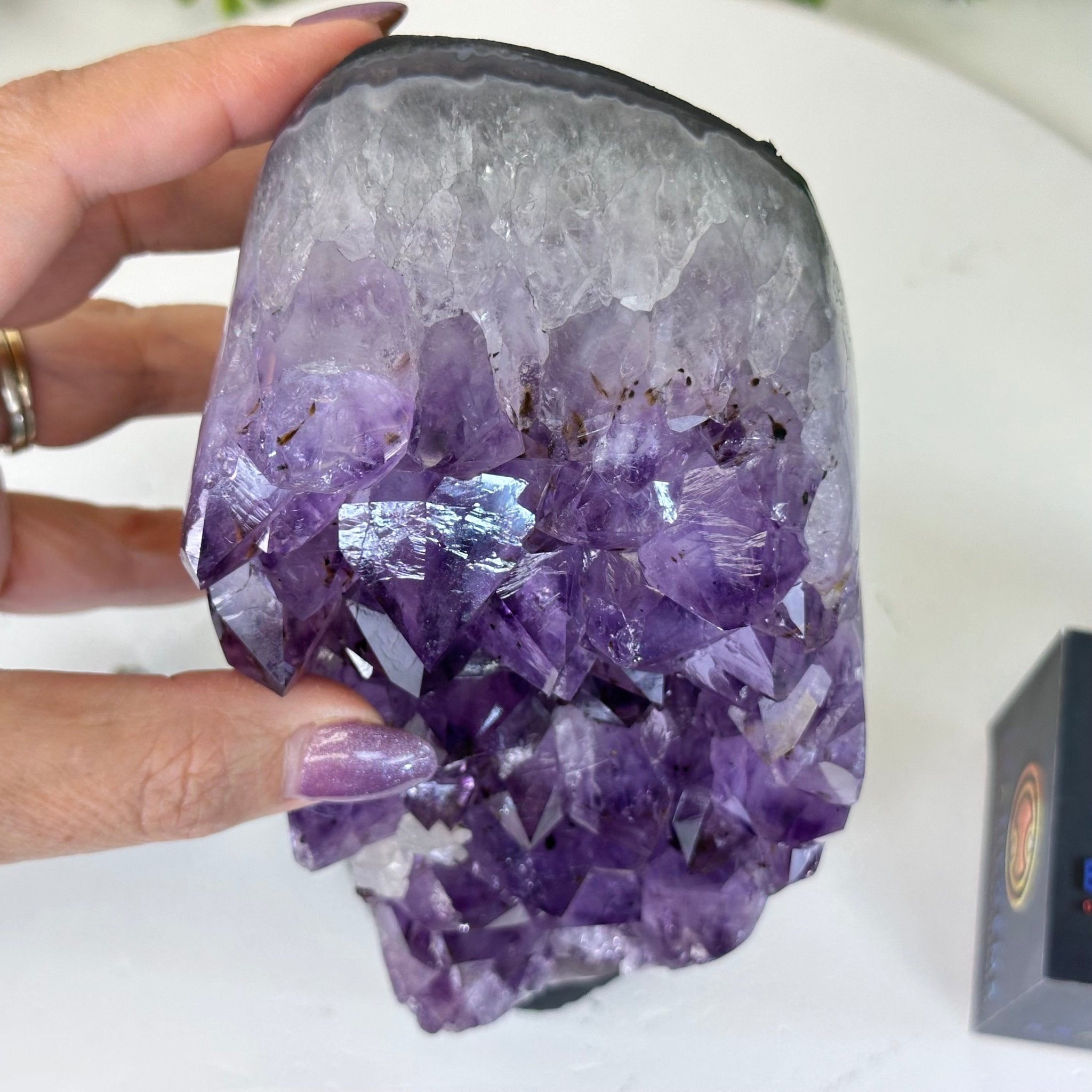 Extra Quality Amethyst Cluster, Cement Base, 6.9 lbs & 8.1" Tall #5614 - 0125 - Brazil GemsBrazil GemsExtra Quality Amethyst Cluster, Cement Base, 6.9 lbs & 8.1" Tall #5614 - 0125Clusters on Cement Bases5614 - 0125