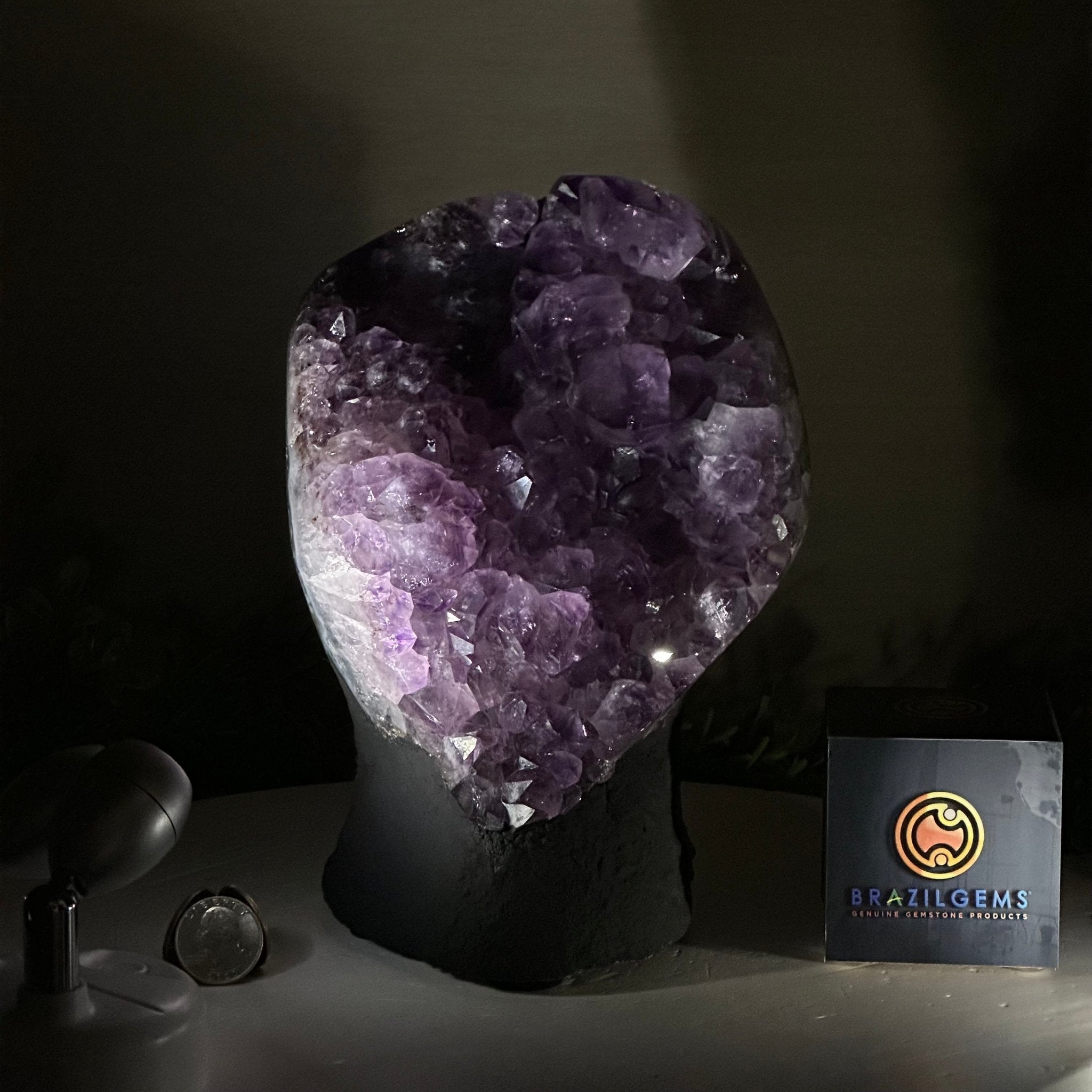 Extra Quality Amethyst Cluster, Cement Base, 8.3 lbs & 8.6" Tall #5614 - 0128 - Brazil GemsBrazil GemsExtra Quality Amethyst Cluster, Cement Base, 8.3 lbs & 8.6" Tall #5614 - 0128Clusters on Cement Bases5614 - 0128