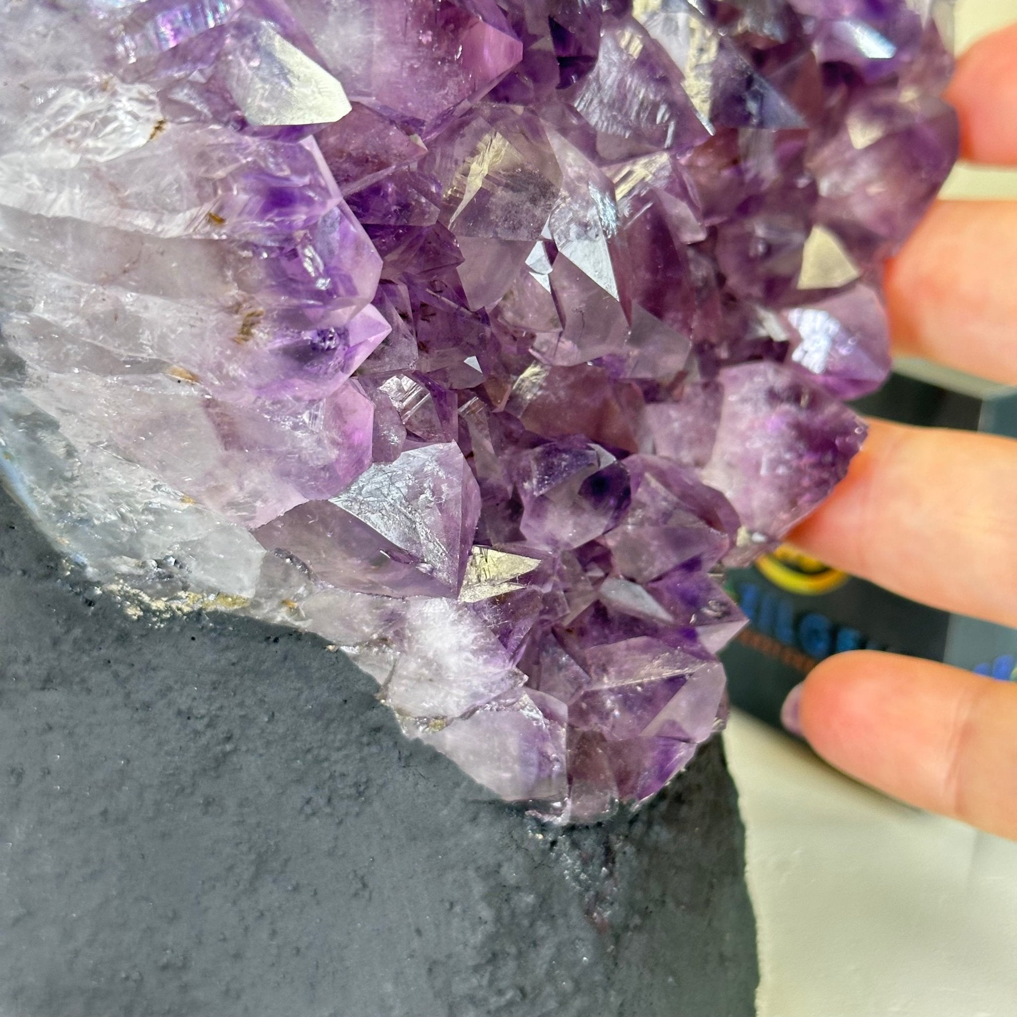 Extra Quality Amethyst Cluster, Cement Base, 8.3 lbs & 8.6" Tall #5614 - 0128 - Brazil GemsBrazil GemsExtra Quality Amethyst Cluster, Cement Base, 8.3 lbs & 8.6" Tall #5614 - 0128Clusters on Cement Bases5614 - 0128