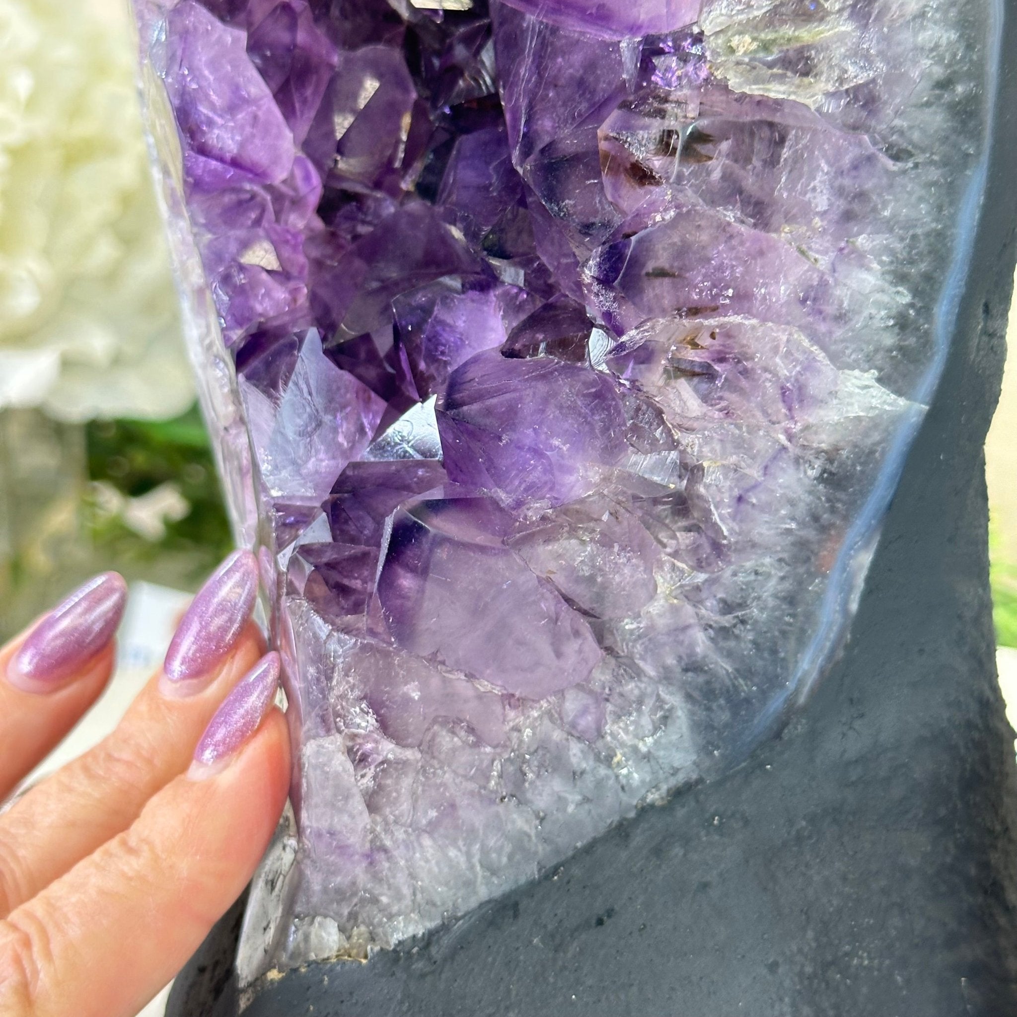 Extra Quality Amethyst Cluster, Cement Base, 9.5 lbs & 8.6" Tall #5614 - 0132 - Brazil GemsBrazil GemsExtra Quality Amethyst Cluster, Cement Base, 9.5 lbs & 8.6" Tall #5614 - 0132Clusters on Cement Bases5614 - 0132