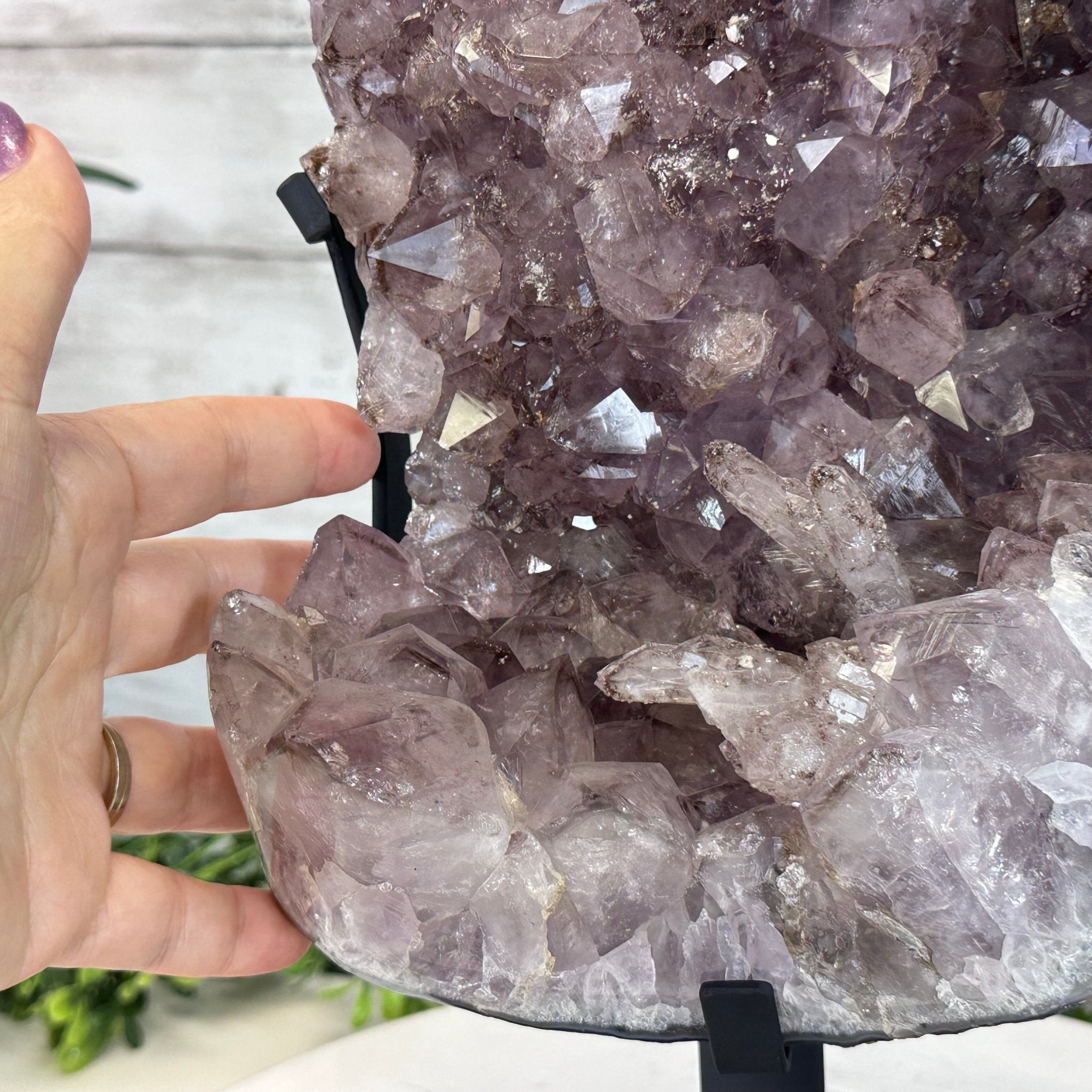 Extra Quality Amethyst Cluster on a Metal Base, 19.3 lbs & 17.1" Tall #5491 - 0191 - Brazil GemsBrazil GemsExtra Quality Amethyst Cluster on a Metal Base, 19.3 lbs & 17.1" Tall #5491 - 0191Clusters on Fixed Bases5491 - 0191