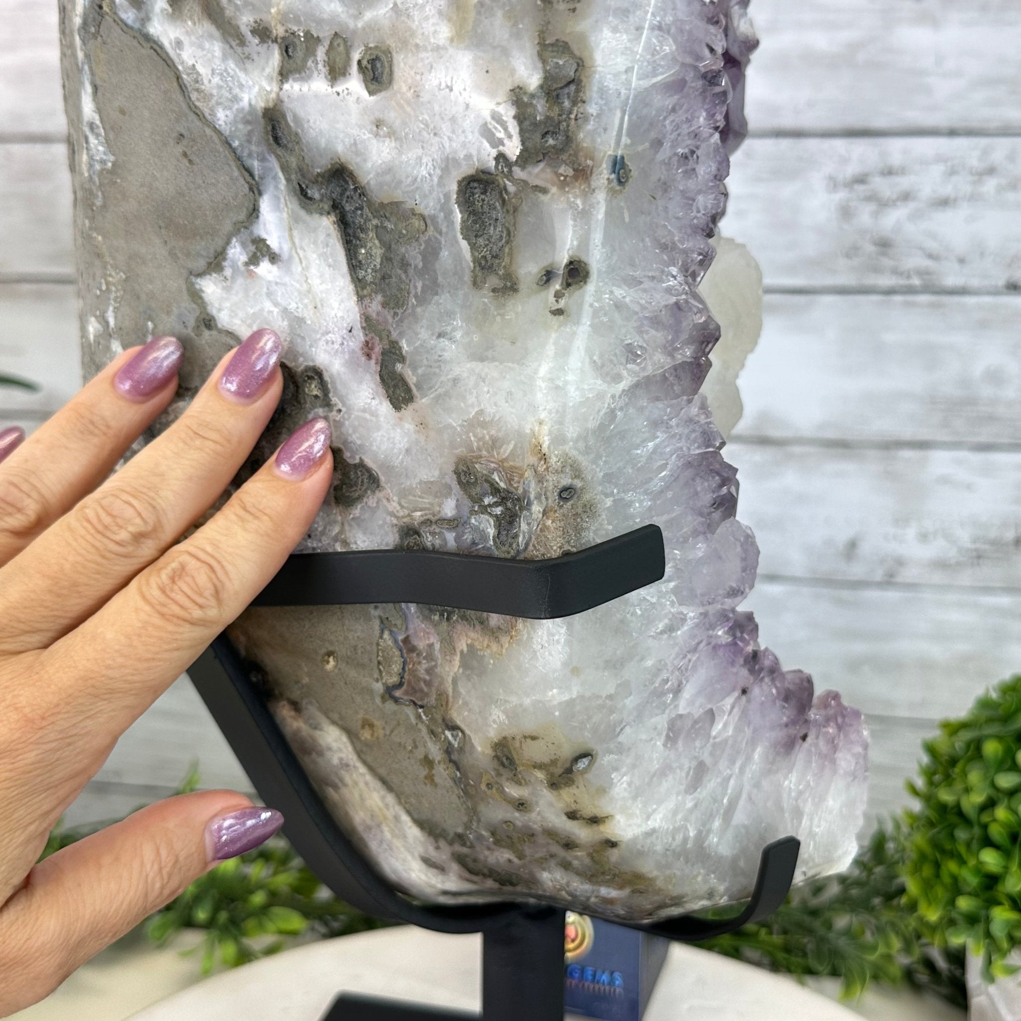 Extra Quality Amethyst Cluster on a Metal Base, 31.5 lbs & 18.4" Tall #5491 - 0197 - Brazil GemsBrazil GemsExtra Quality Amethyst Cluster on a Metal Base, 31.5 lbs & 18.4" Tall #5491 - 0197Clusters on Fixed Bases5491 - 0197