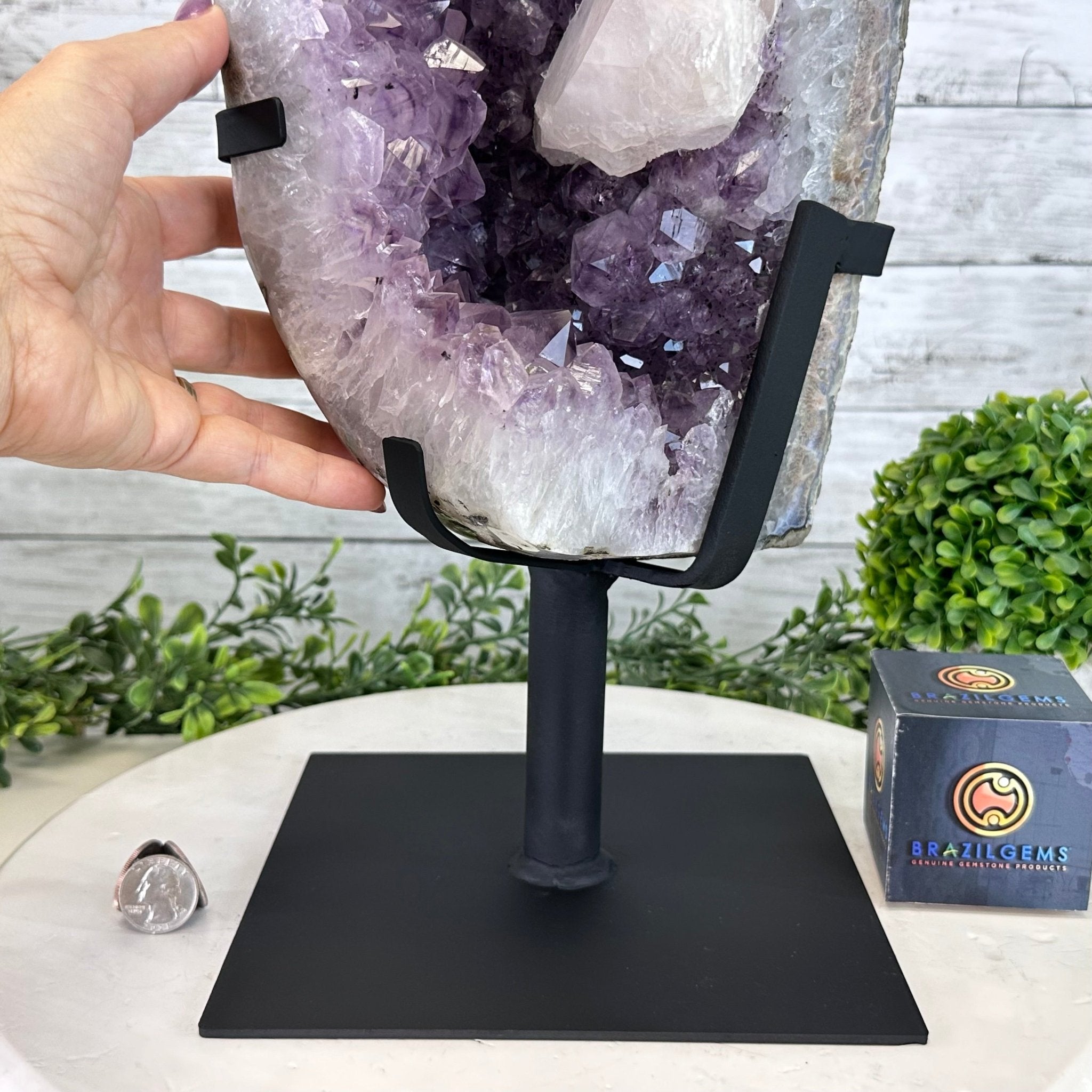 Extra Quality Amethyst Cluster on a Metal Base, 31.5 lbs & 18.4" Tall #5491 - 0197 - Brazil GemsBrazil GemsExtra Quality Amethyst Cluster on a Metal Base, 31.5 lbs & 18.4" Tall #5491 - 0197Clusters on Fixed Bases5491 - 0197