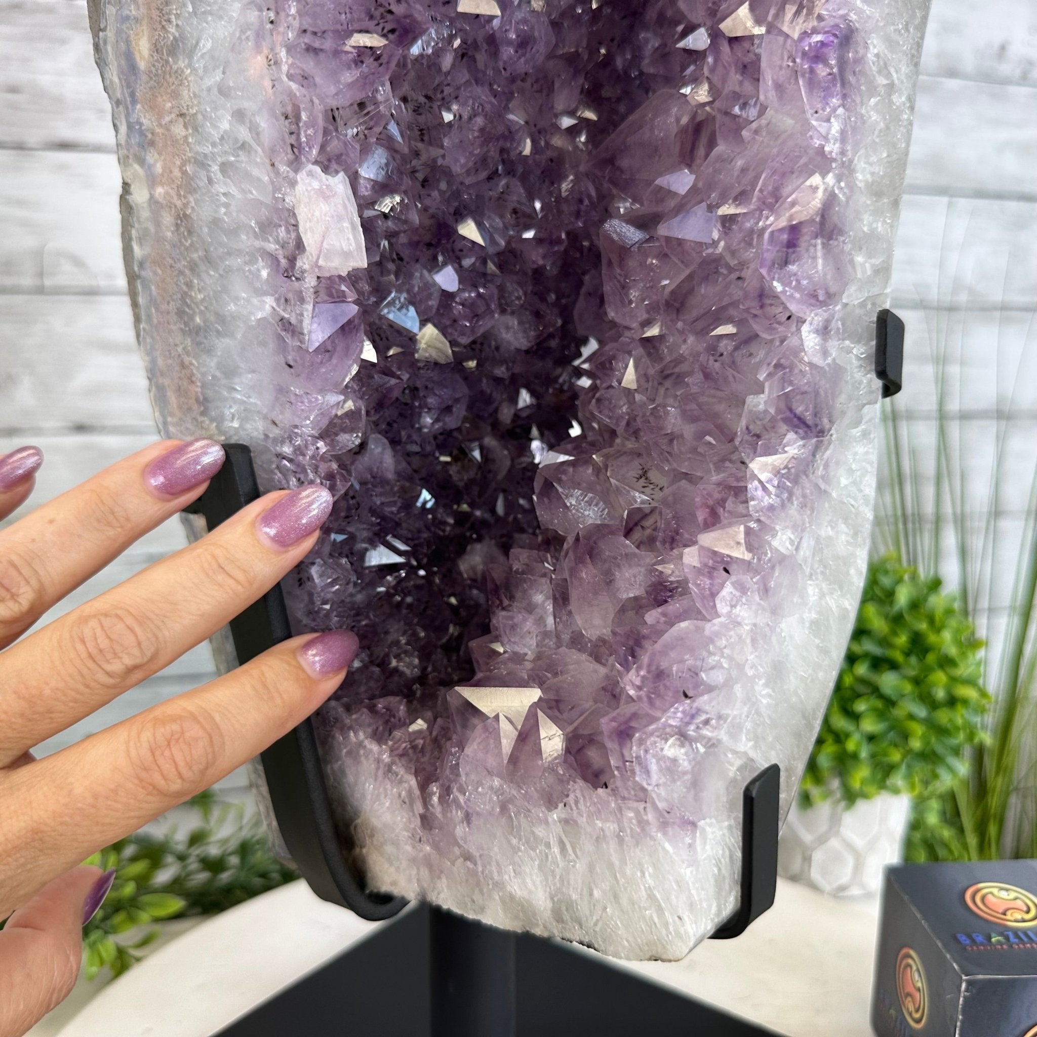 Extra Quality Amethyst Cluster on a Metal Base, 35.9 lbs & 20.4" Tall #5491 - 0199 - Brazil GemsBrazil GemsExtra Quality Amethyst Cluster on a Metal Base, 35.9 lbs & 20.4" Tall #5491 - 0199Clusters on Fixed Bases5491 - 0199